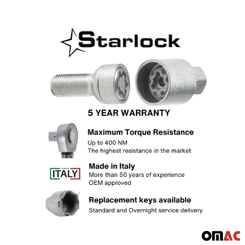 Radschloss Satz für VW Passat B9 Variant ab 2023 Felgenschloss Silber 4x M12X1.5
