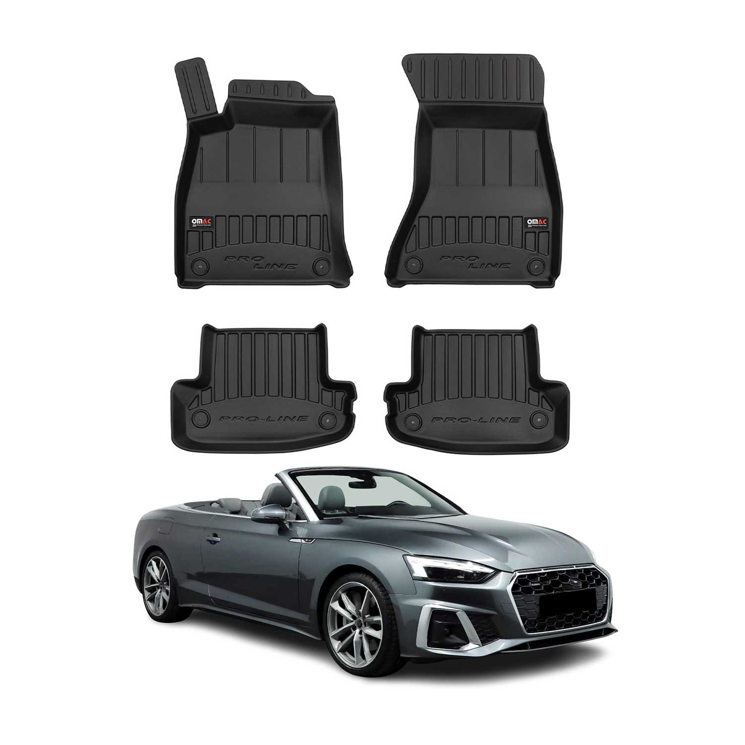 OMAC Gummi Fußmatten für Audi A5 Coupé Cabriolet F5P 2016-2024 Premium Gummi