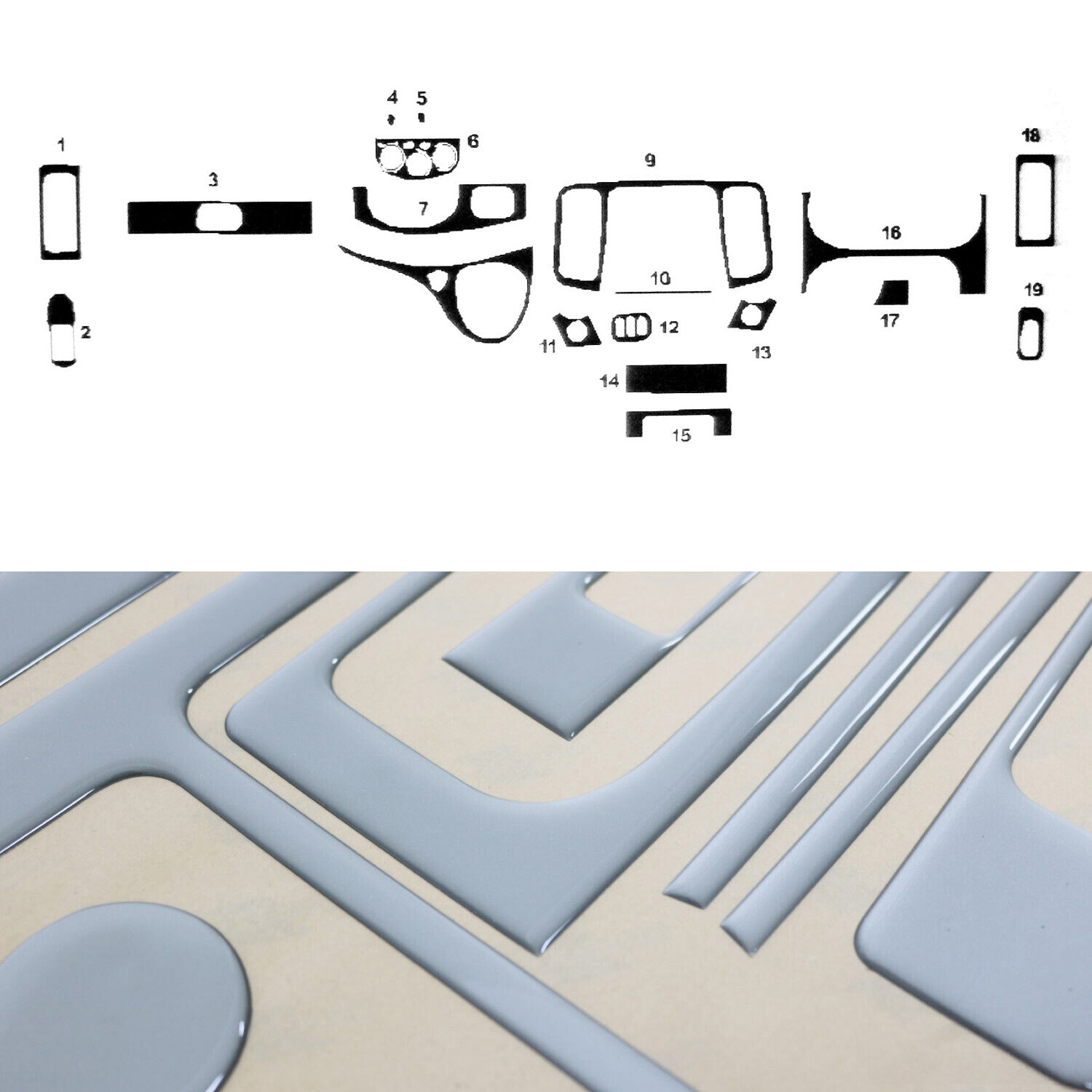 Innenraum Dekor Cockpit für Opel Vivaro A 2001-2010 Pre-FL Aluminium Optik 19tlg