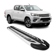 Trittbretter Seitenschweller für Toyota Hilux DoubleCab 2015-2026 Alu Grau