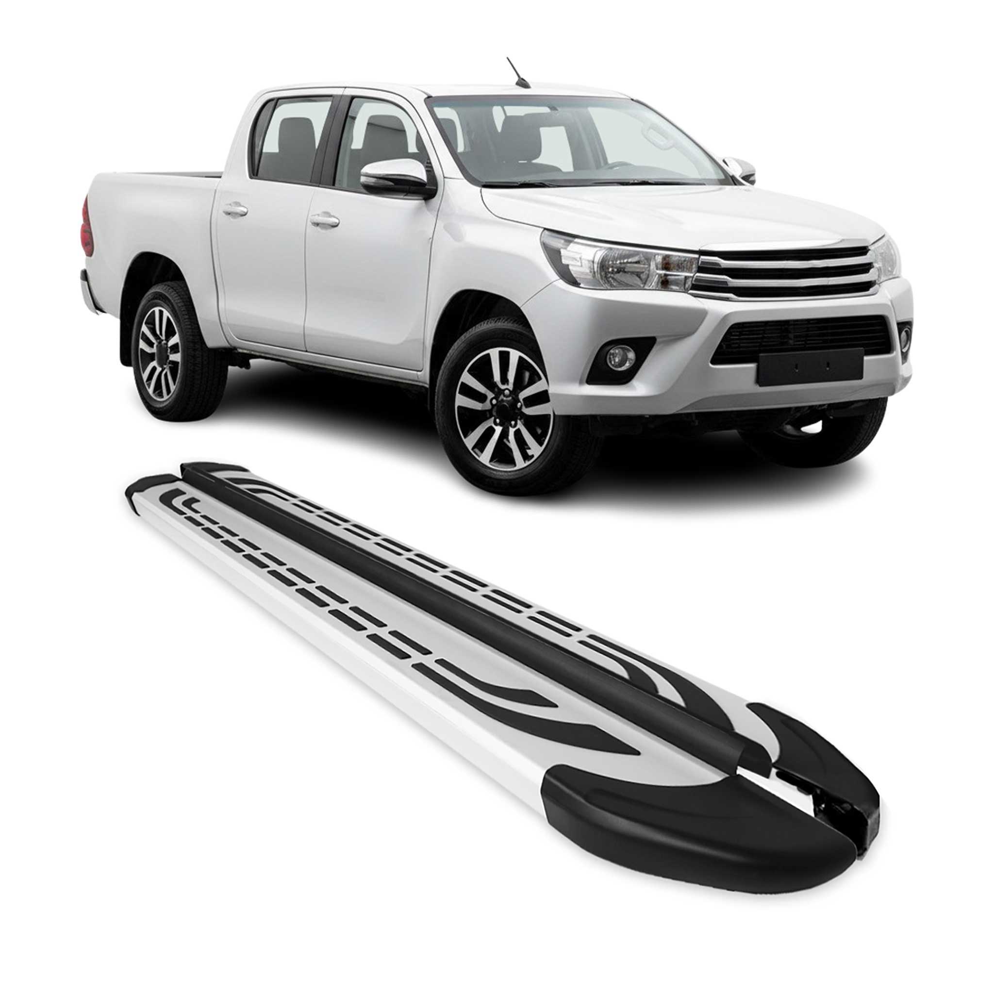 Trittbretter Seitenschweller für Toyota Hilux DoubleCab 2015-2026 Alu Grau