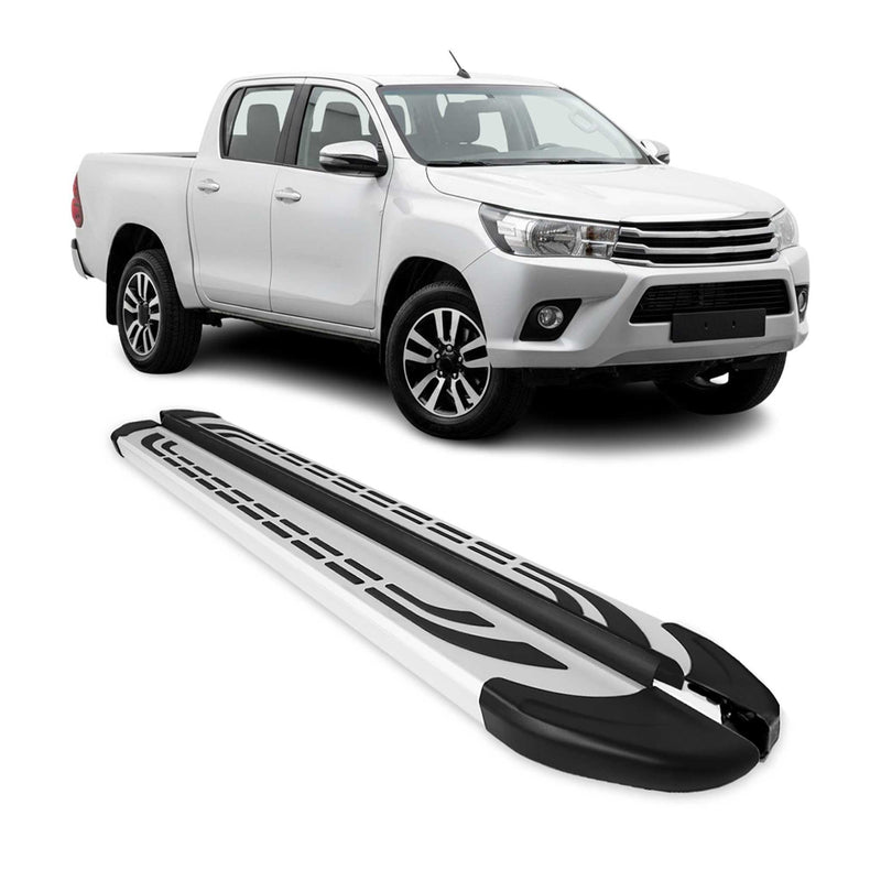 Trittbretter Seitenschweller für Toyota Hilux DoubleCab 2015-2025 Alu Grau
