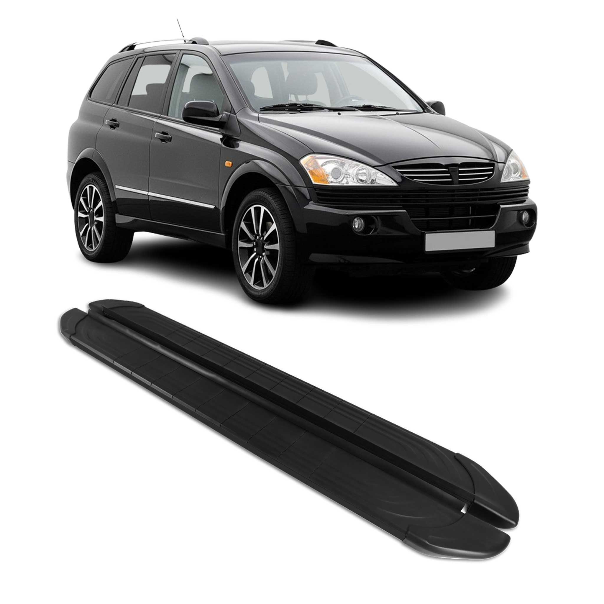 Trittbretter Seitenschweller für Ssangyong Kyron 2005-2014 Aluminium Schwarz 2x
