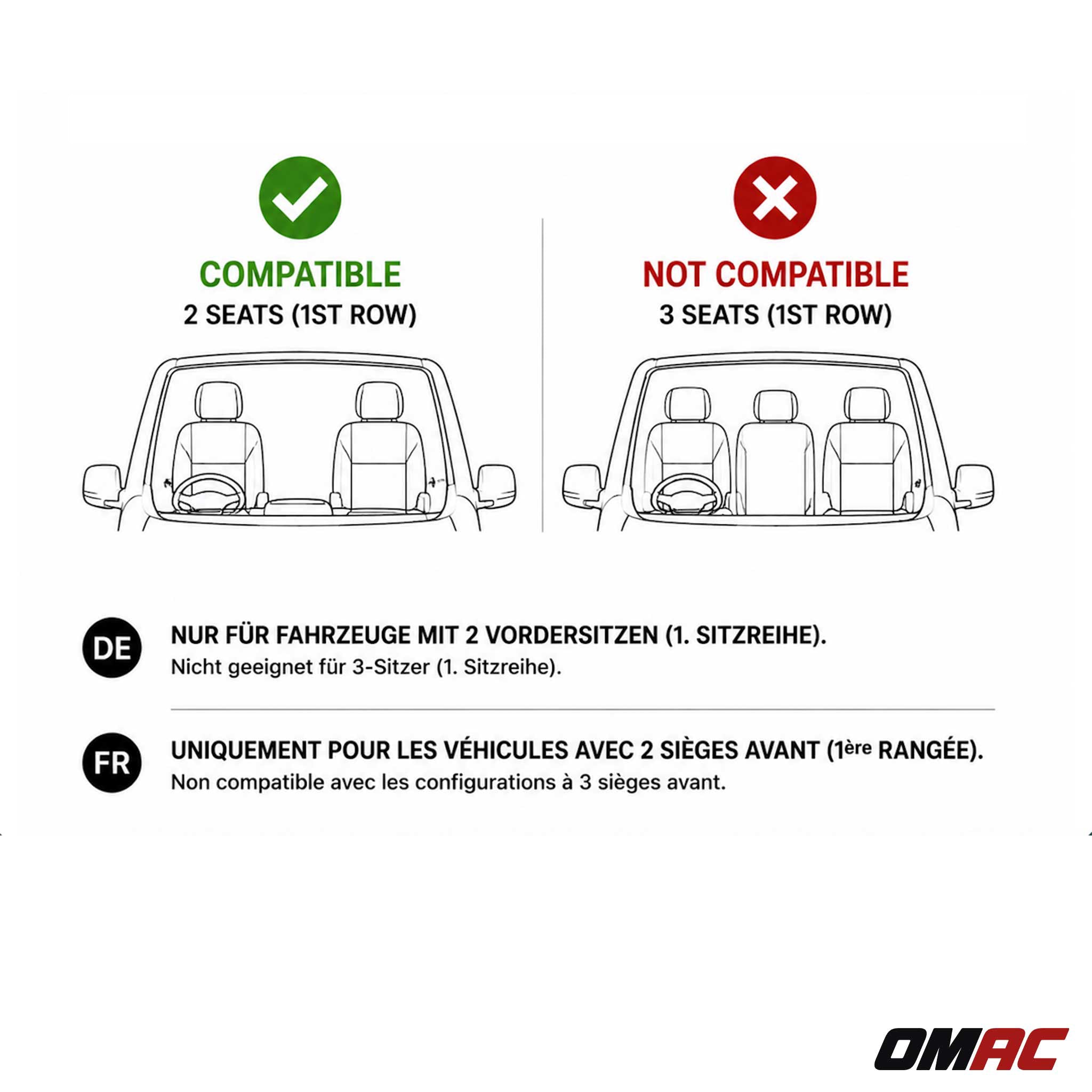 OMAC Gummi Fußmatten für Ford Transit Custom I 2017-2023 Facelift 1. reihe 3tlg