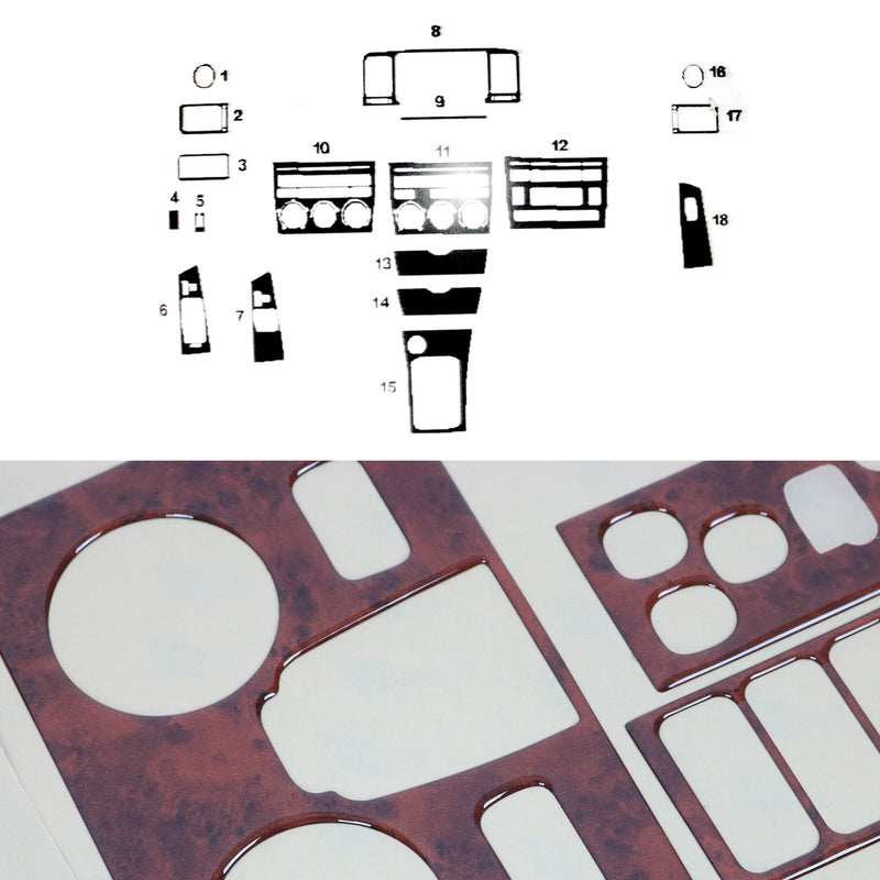 Innenraum Dekor Cockpit für Toyota Corolla 2001-2007 Wurzelholz Optik 18tlg