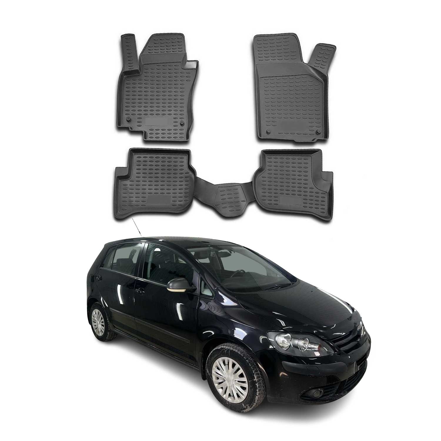OMAC Gummimatten Fußmatten für VW Golf Plus 2004-2014 TPE Automatten Schwarz 4x