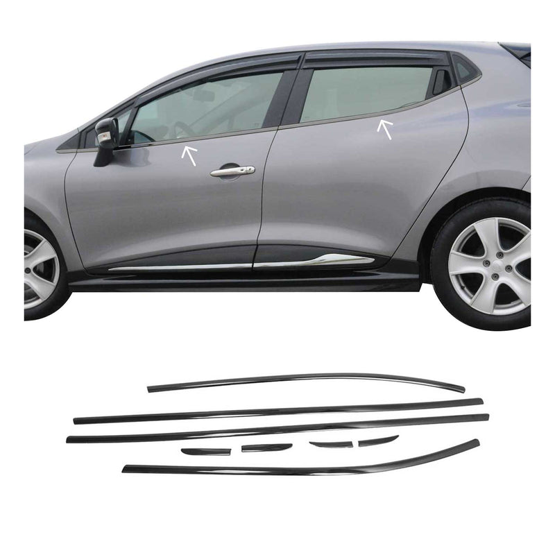Fensterleisten Zierleisten für Renault Clio Schrägheck 2012-2019 Chrom Dunkel 8x