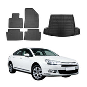 Fußmatten & Kofferraumwanne Set für Citroen C5 2008-2017 Gummi TPE Schwarz 5x