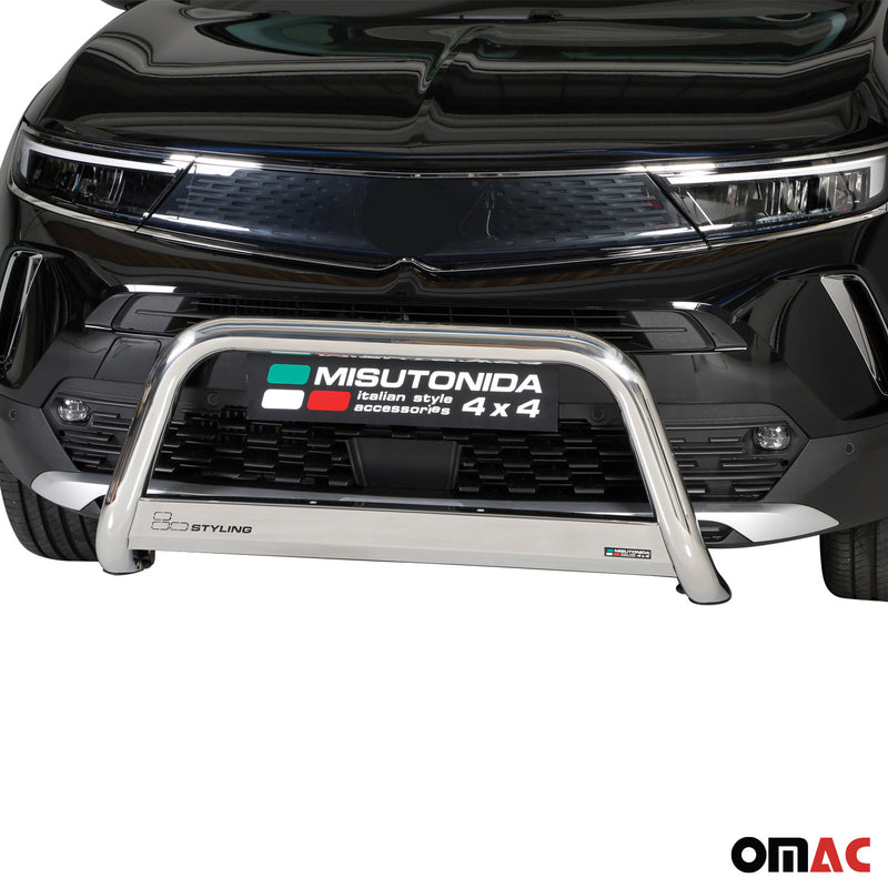 Frontbügel Frontschutzbügel für Opel Mokka 2021-2025 ø63mm Stahl Silber Schutz