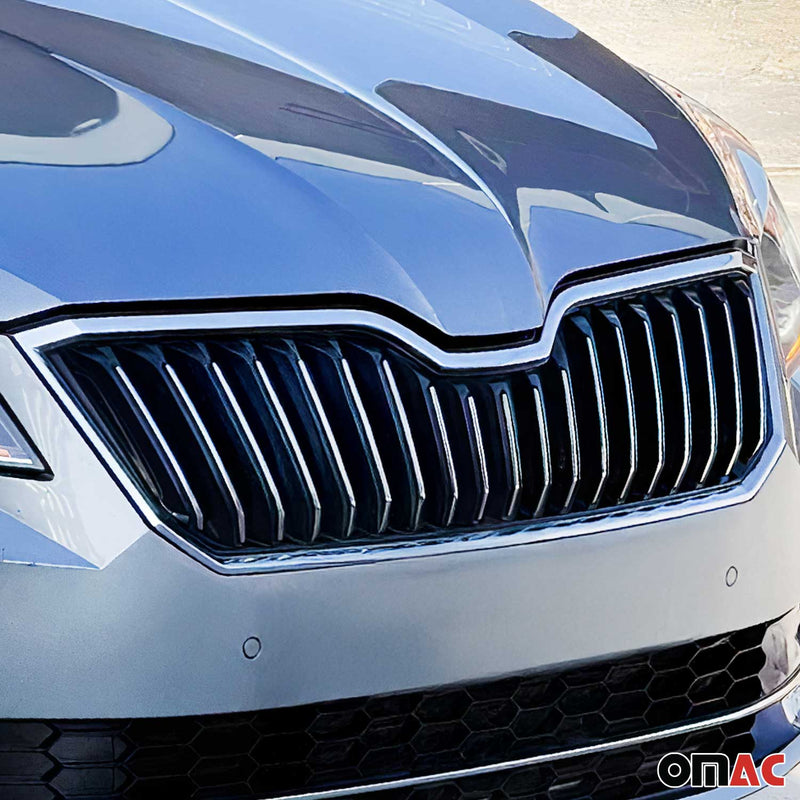 Kühlergrill Leisten Grillleisten für Skoda Superb 2015-2019 Edelstahl Silber 16x