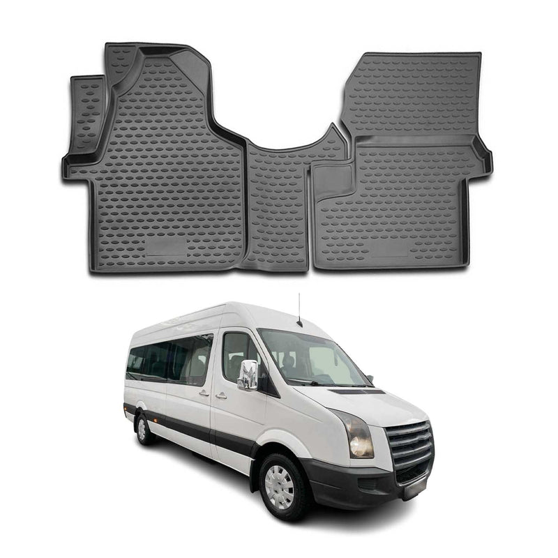 OMAC Gummimatten Fußmatten für VW Crafter 2006-2016 TPE Automatten Schwarz 2x