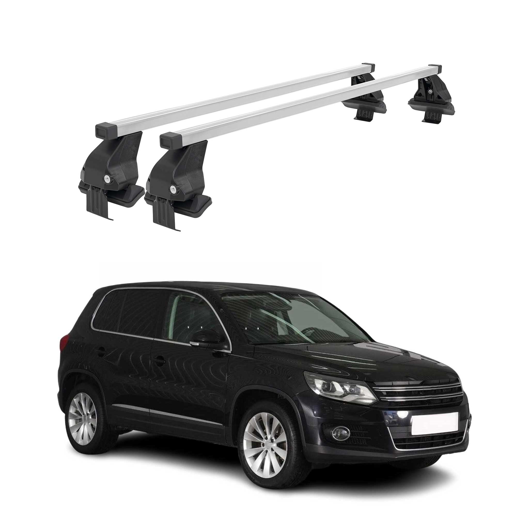 Menabo Dachträger Grundtäger für VW Tiguan mk1 2007-2011 Pre-FL 50kg Silber 2x