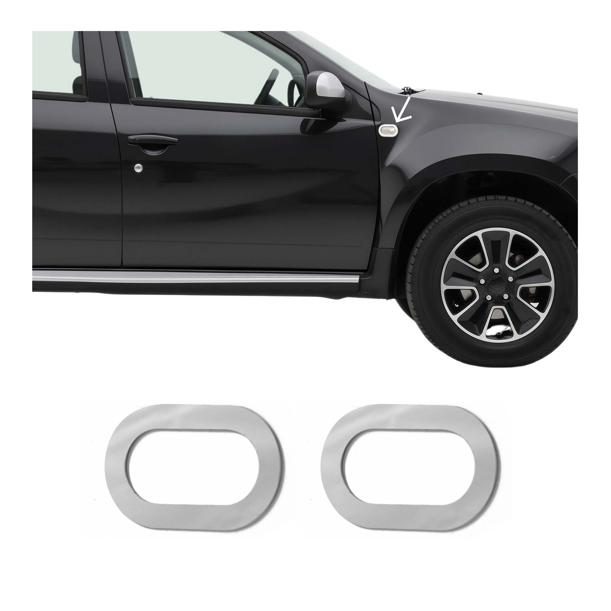 Blinkerrahmen Signalblende Blinker für Dacia Lodgy 2013-2024 Edelstahl Chrom 2x