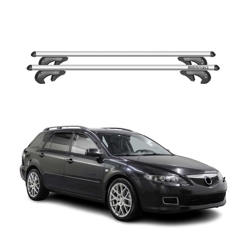 Menabo Dachträger Grundtäger für Mazda 6 Kombi 2002-2008 90kg Alu Silber 2 tlg