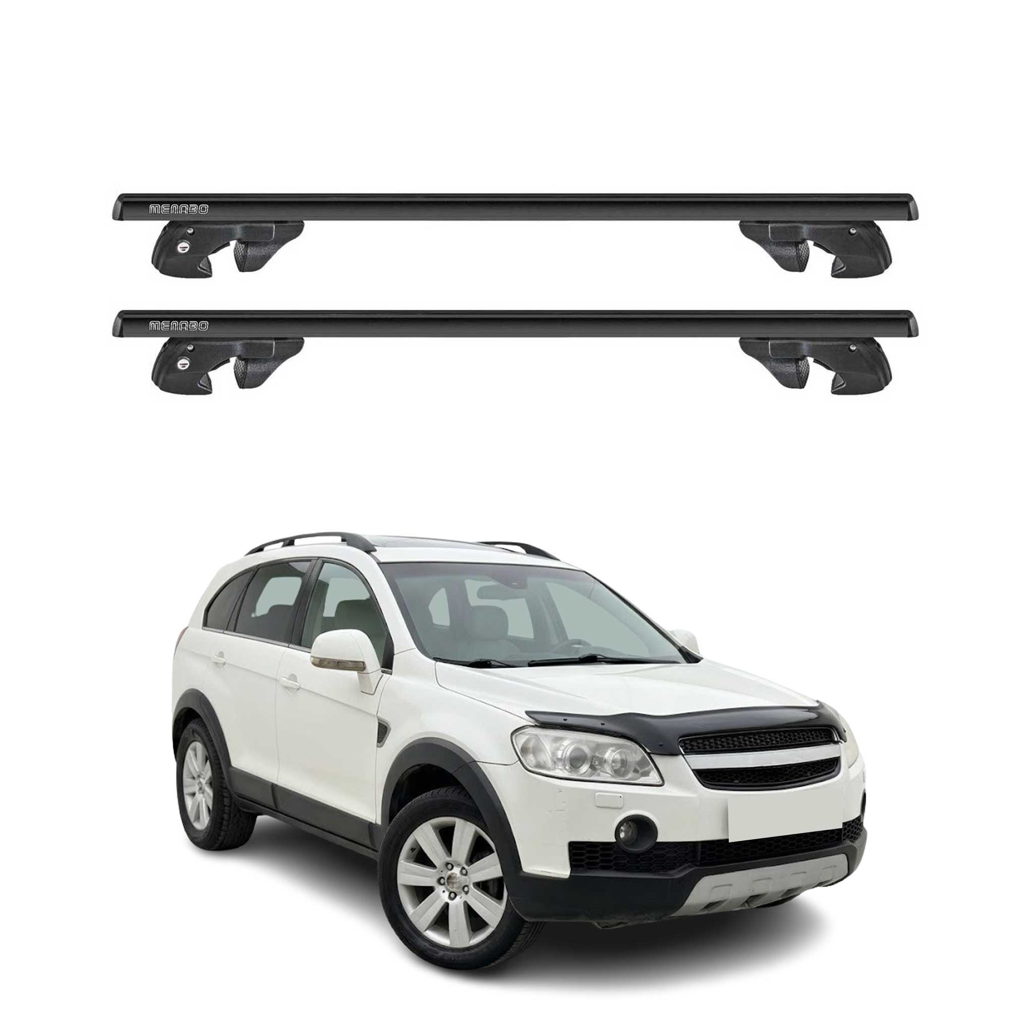 Dachträger für Chevrolet Captiva / Opel Antara 2006-2016 Alu 90kg TÜV Schwarz 2x