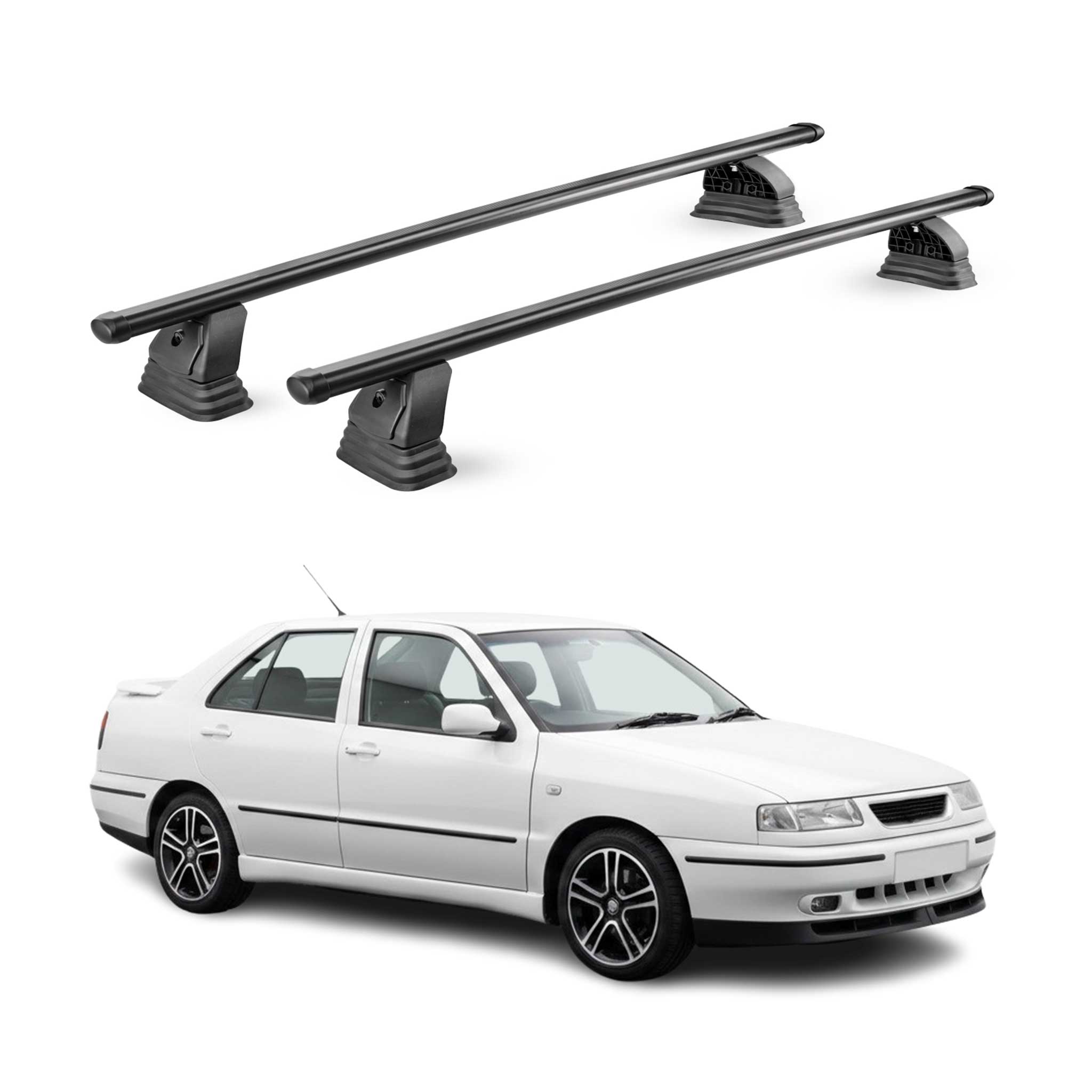 Stahl Dachträger für Seat Toledo I 1991-1999 TÜV Abschließbar 2tlg Schwarz