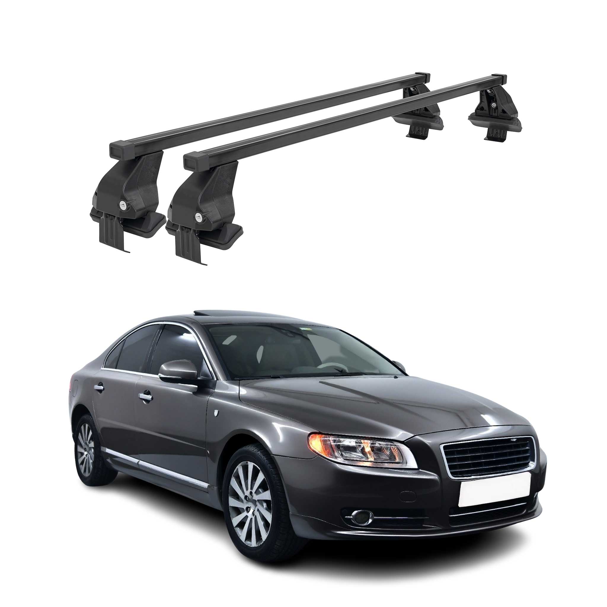 Menabo Dachträger Grundtäger für Volvo S80 2006-2016 50kg Stahl Schwarz 2 tlg