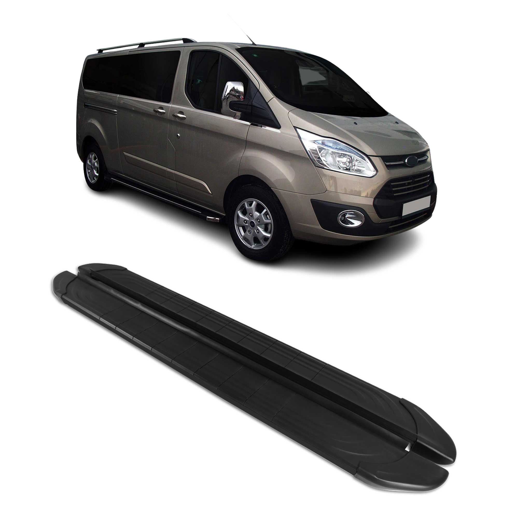 Trittbretter Seitenschweller für Ford Transit Custom I 2012-2023 L1 Alu Schwarz