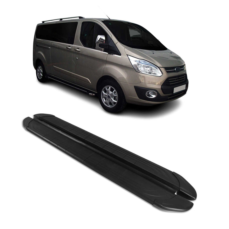 Trittbretter Seitenschweller für Ford Transit Custom 2012-2022 L1 Alu Schwarz