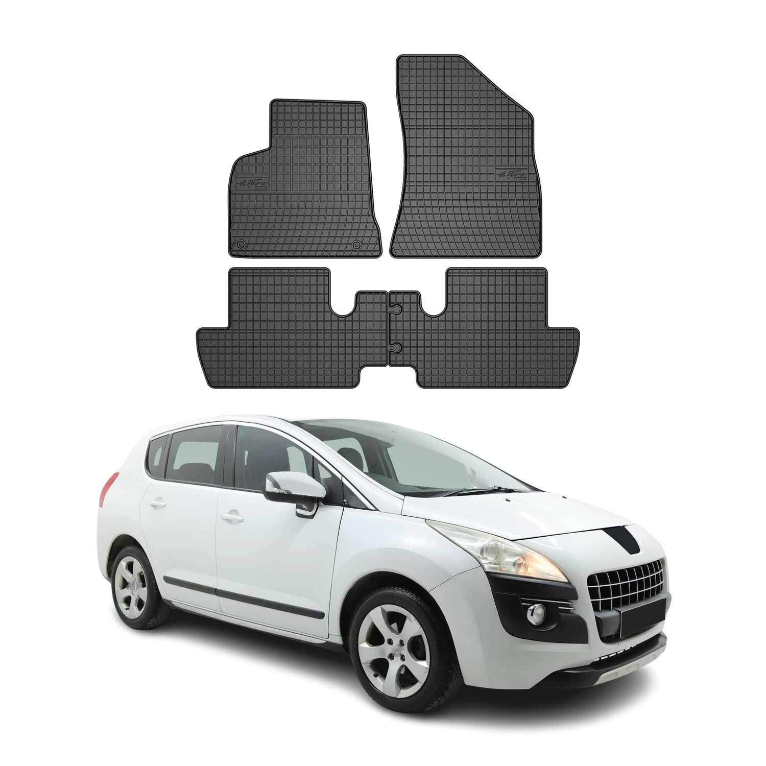OMAC Gummi Fußmatten für Peugeot 3008 2009-2016 Automatten Gummi Schwarz 4tlg