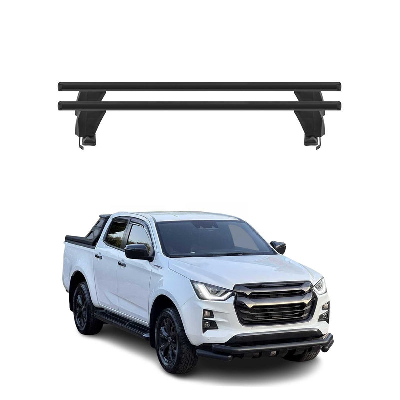 Menabo Dachträger Grundträger für Isuzu D-Max III 2019-2025 Alu Schwarz 2tlg