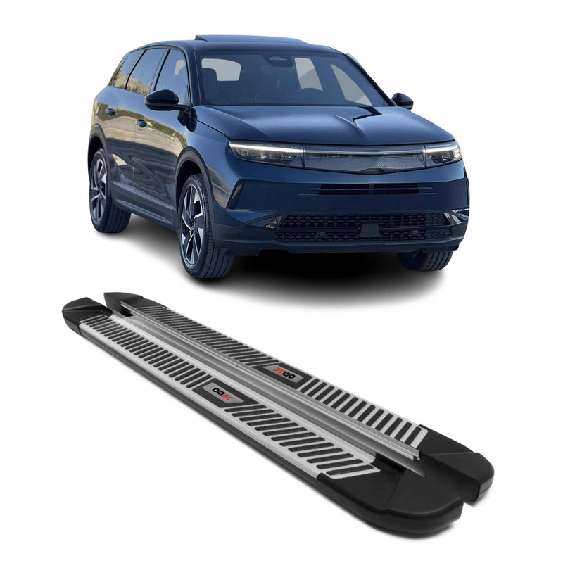 Trittbretter Seitenbretter für Opel Grandland II 2024-2025 Alu Schwarz Silber