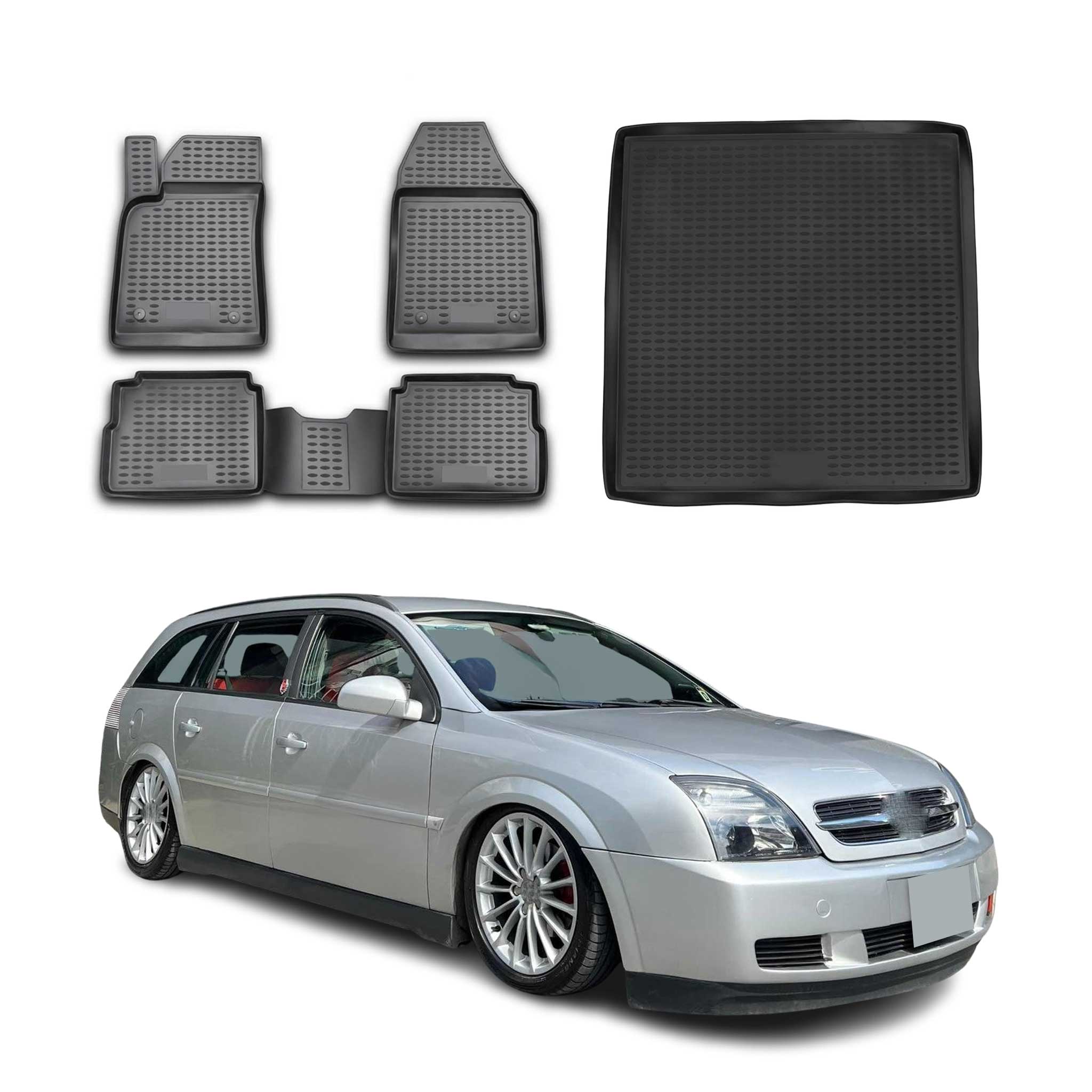 Fußmatten & Kofferraumwanne Set für Opel Vectra 2002-2008 Kombi TPE Schwarz