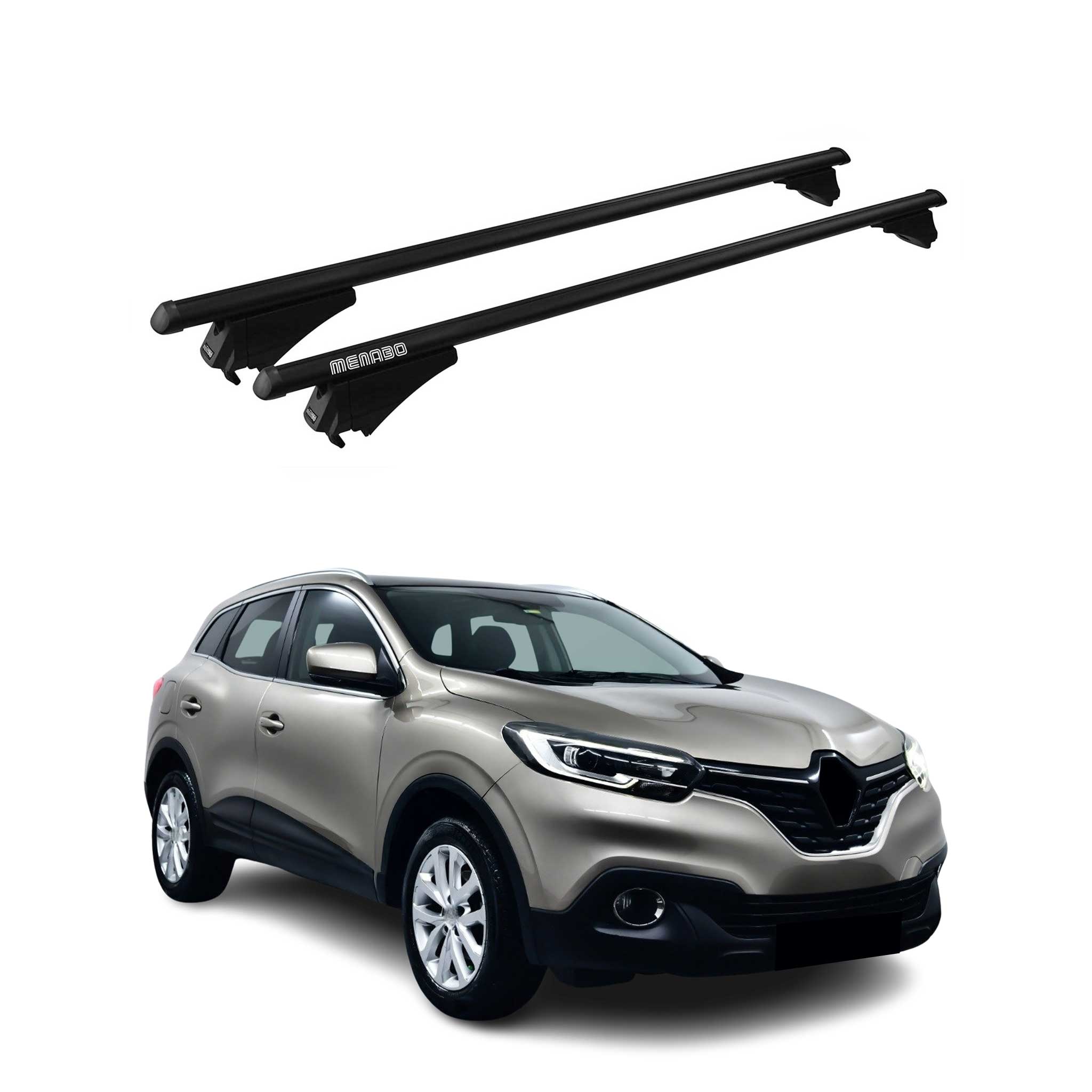 Menabo Dachträger Grundtäger für Renault Kadjar 2015-2022 75kg Alu Schwarz 2tlg
