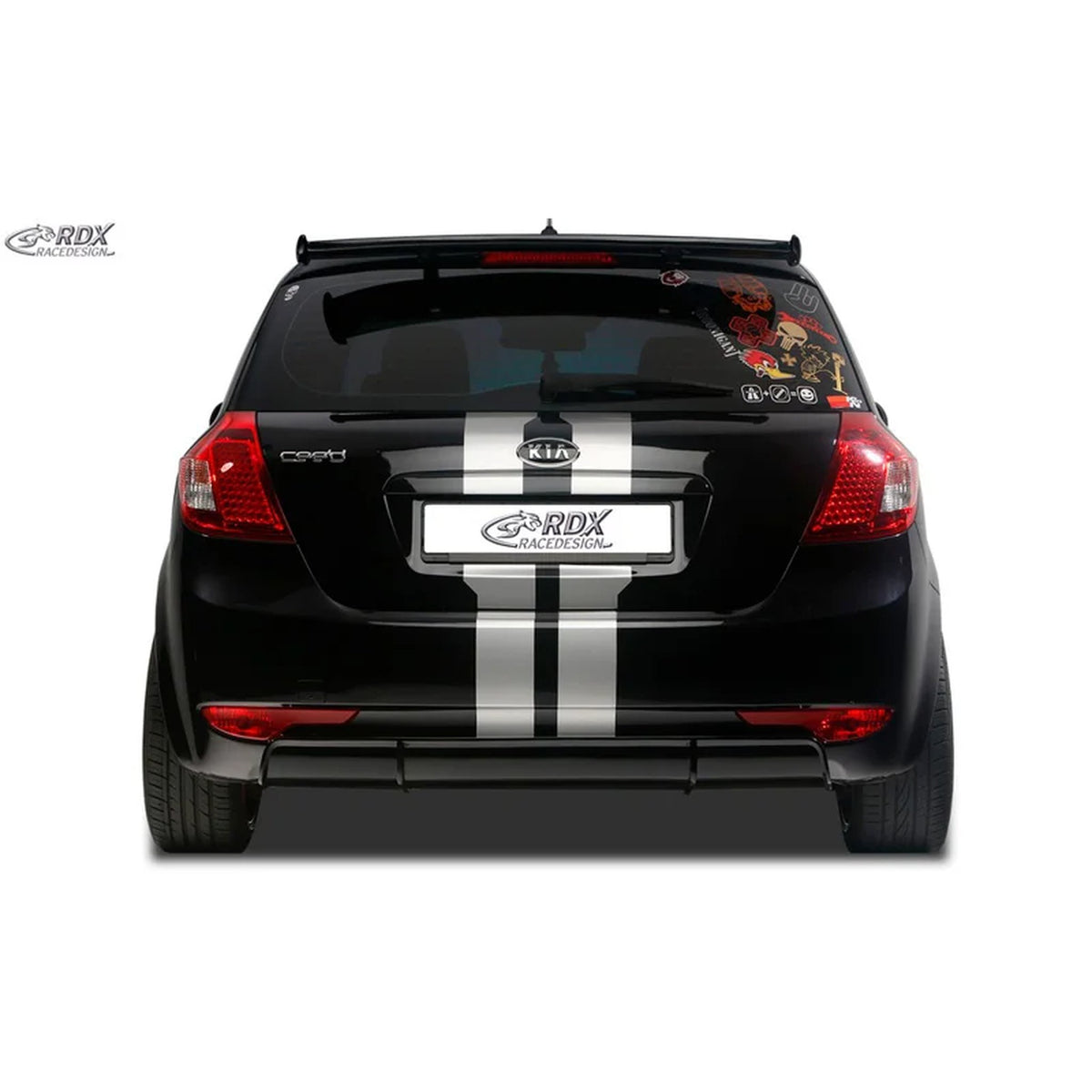 RDX Heckschürzenansatz Diffuser für Kia Ceed ED HB 2007-2012 ABS Schwarz TÜV