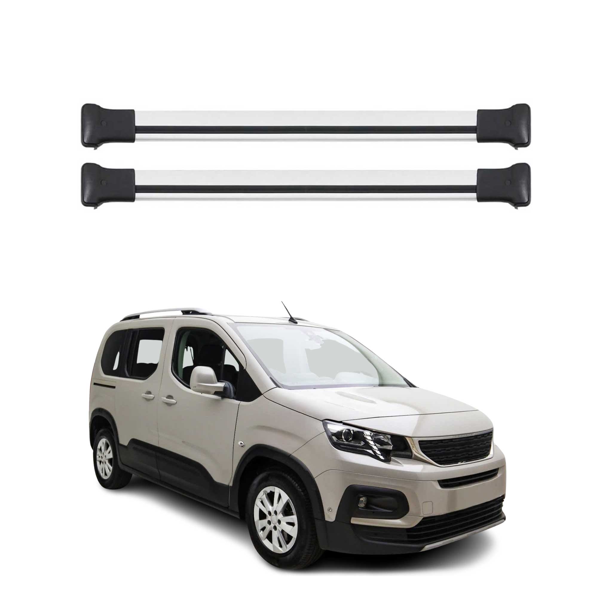 Dachträger Grundtäger für Peugeot Rifter 2018-2026 75kg Aluminium Silber 2 tlg