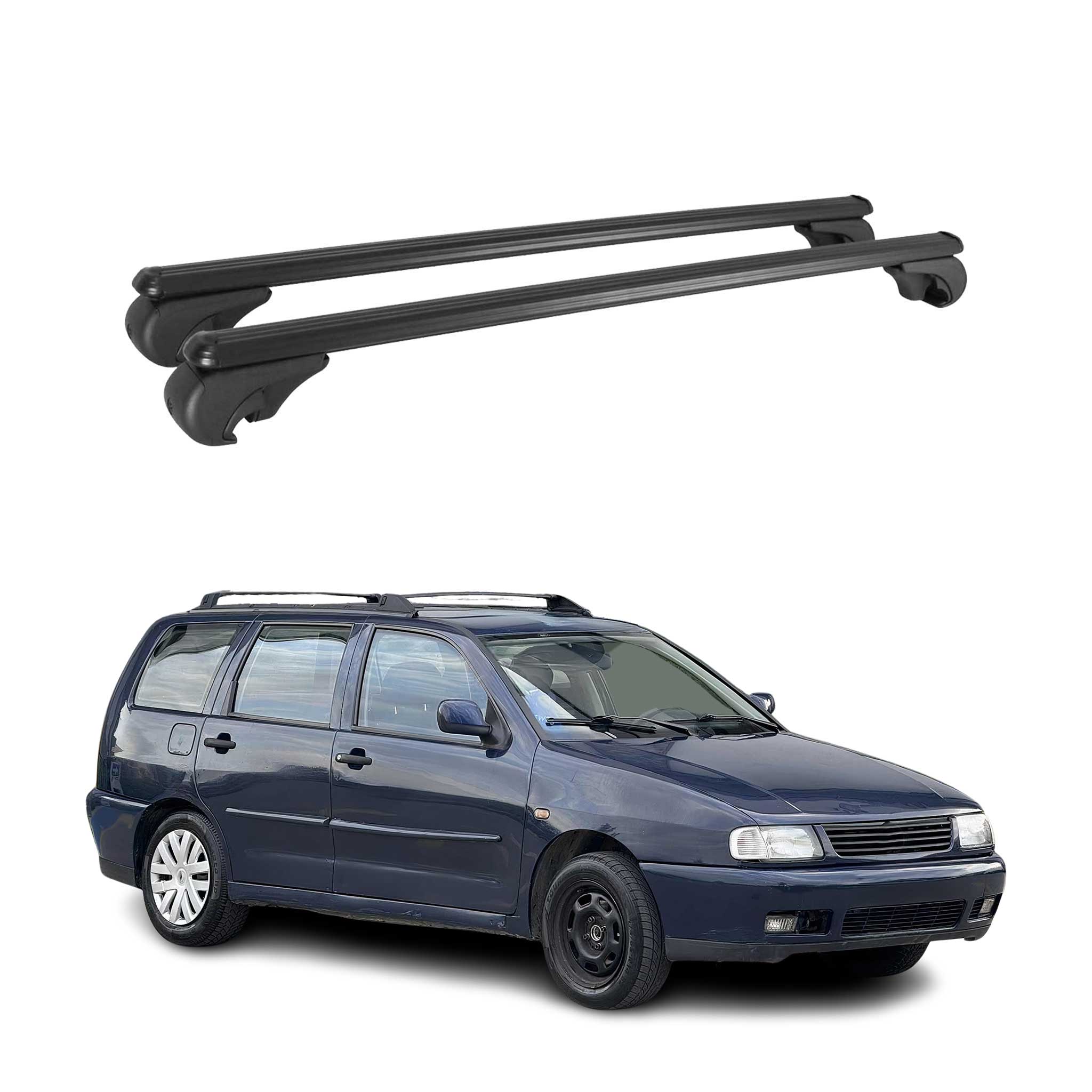 Dachträger für VW Polo Variant 1996-2001 Gepäckträger Grundträger Alu Schwarz 2x