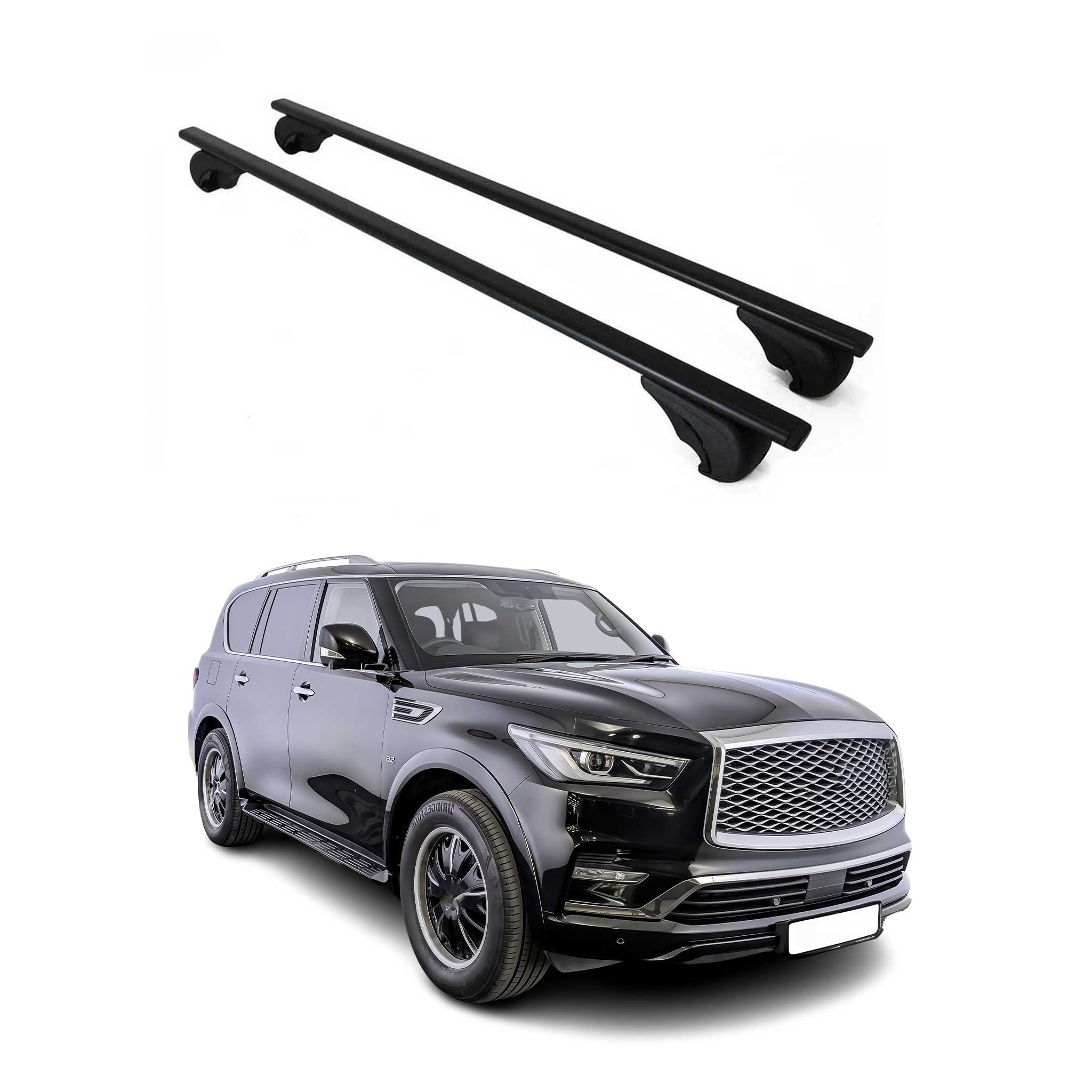 Dachträger Grundtäger für Infiniti QX80 2015-2018 75kg Metall Schwarz 2 tlg