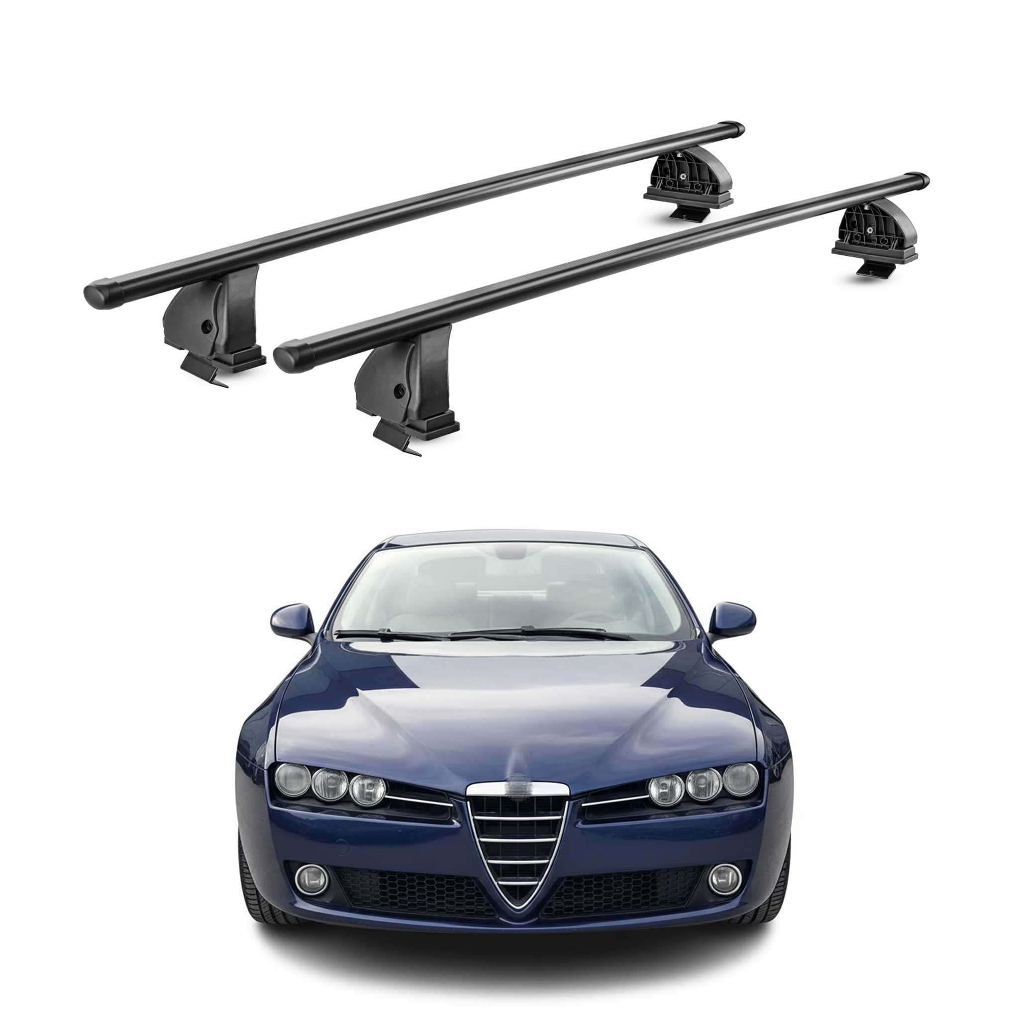 Stahl Dachträger für Alfa Romeo 159 Limo Kombi 2005-2012 TÜV 75 kg 2tlg Schwarz