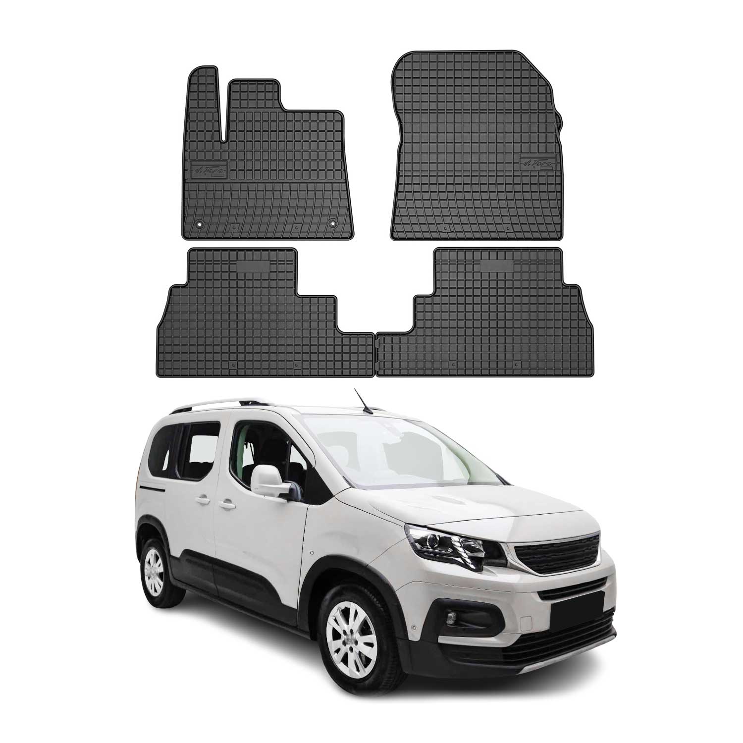 OMAC Gummi Fußmatten für Peugeot Rifter/e-Rifter 2018-2026 TPE Schwarz 4x