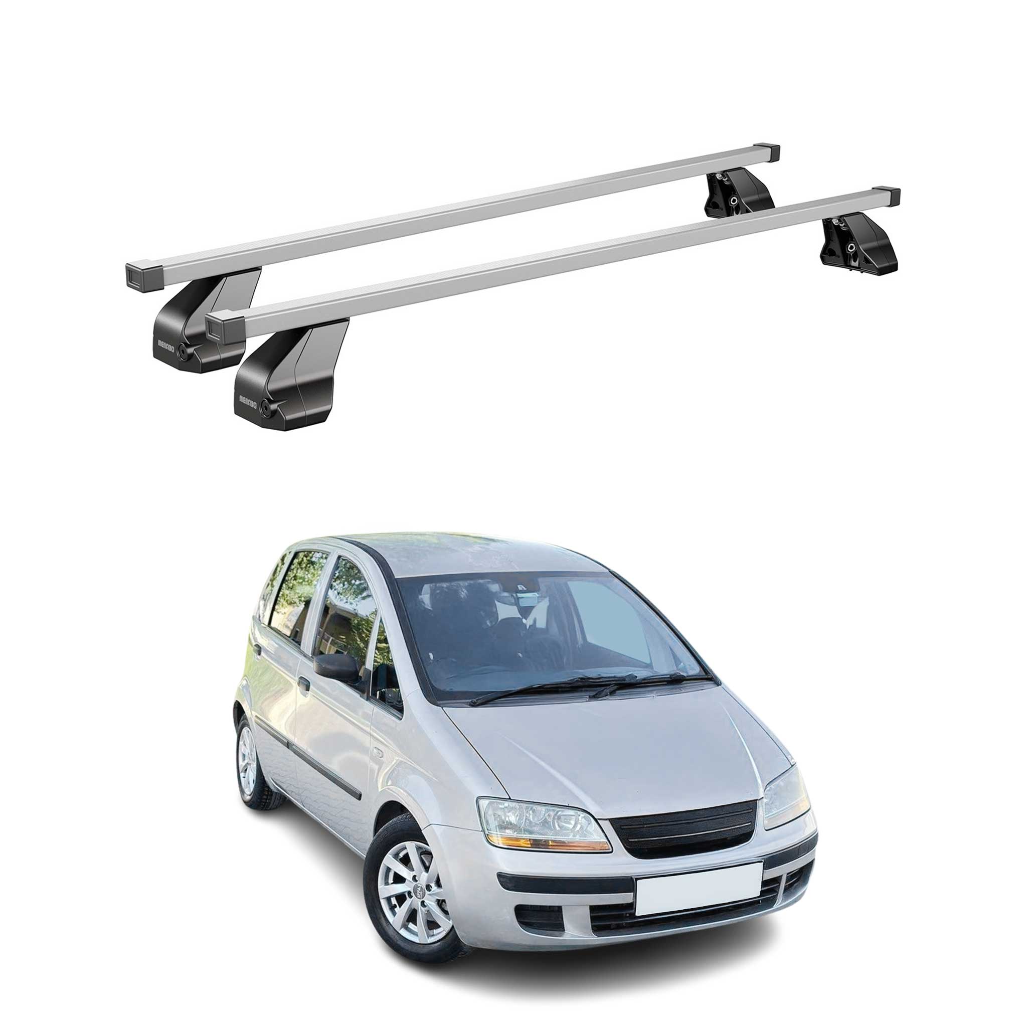 Menabo Dachträger Grundtäger für Fiat Idea 2003-2012 75kg Stahl Silber 2 tlg