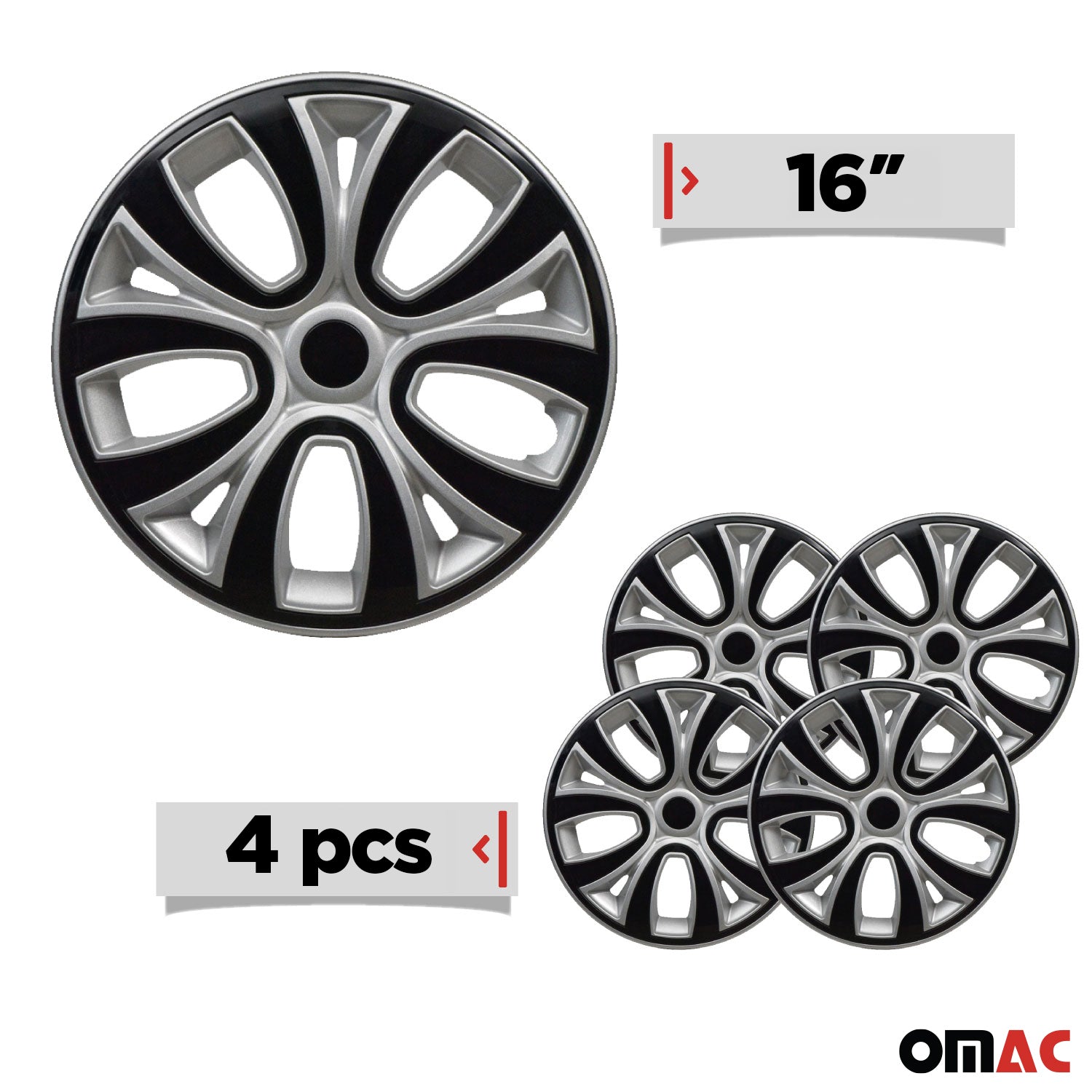 4x Radblenden Radkappen Radzierblenden 16" Zoll Grau Schwarz