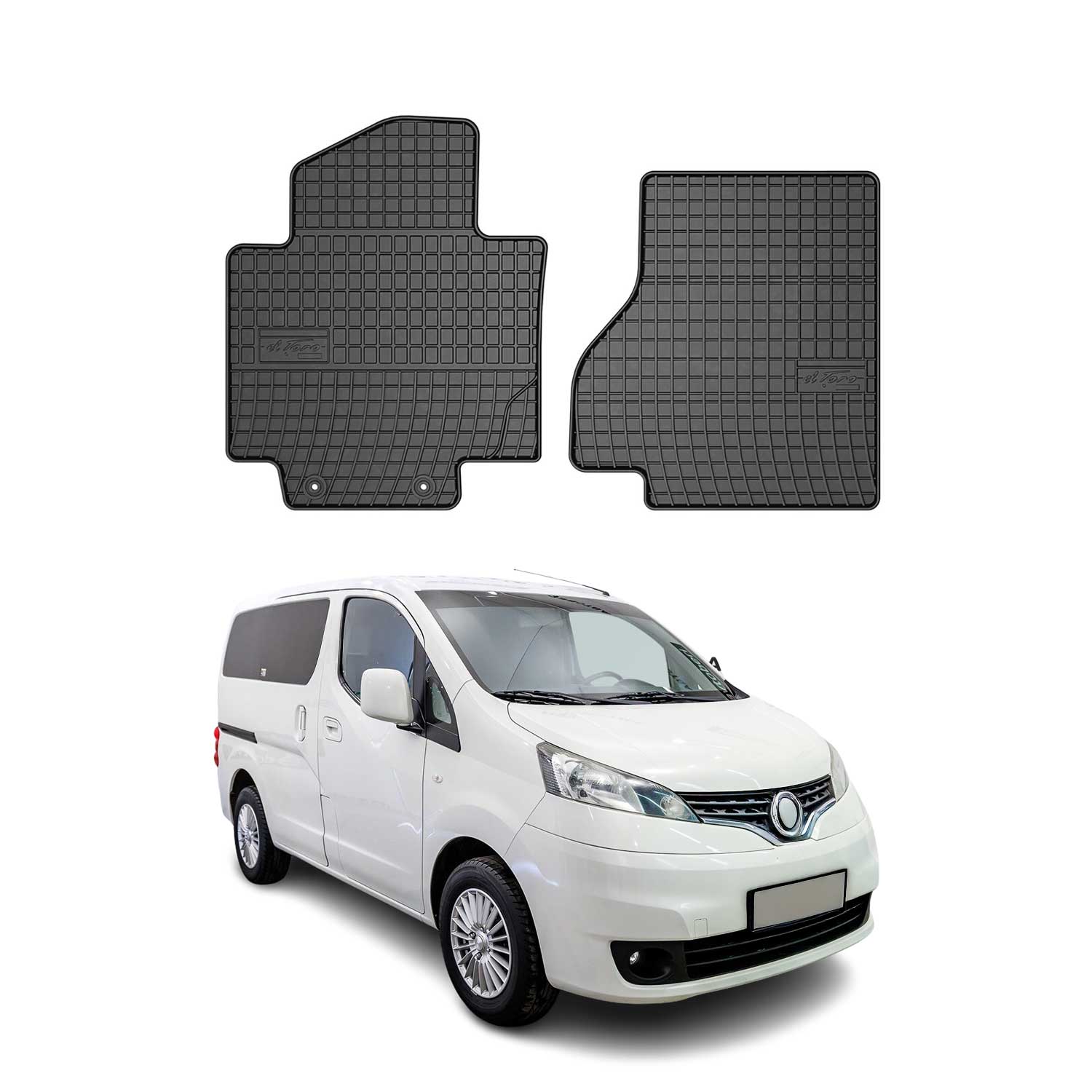 OMAC Gummi Fußmatten für Nissan NV200 EV 2013-2020 Automatten Gummi Schwarz 2tlg