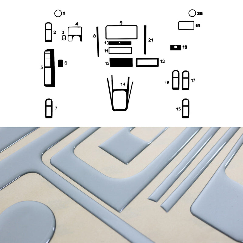 Innenraum Dekor Cockpit für VW Golf 1997-2003 Aluminium Optik 21tlg