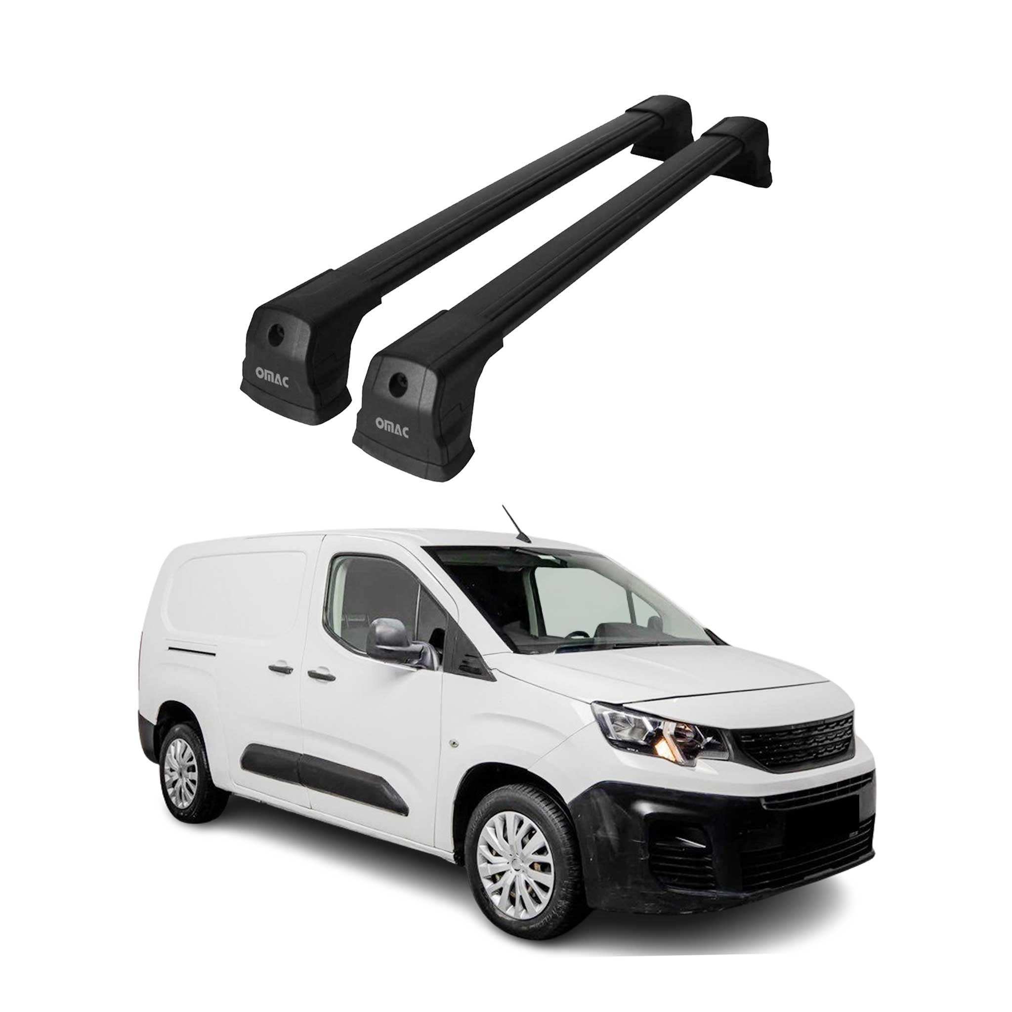 Dachträger Grundtäger für Peugeot Partner mk3 2018-2026 Aluminium Schwarz 2 tlg