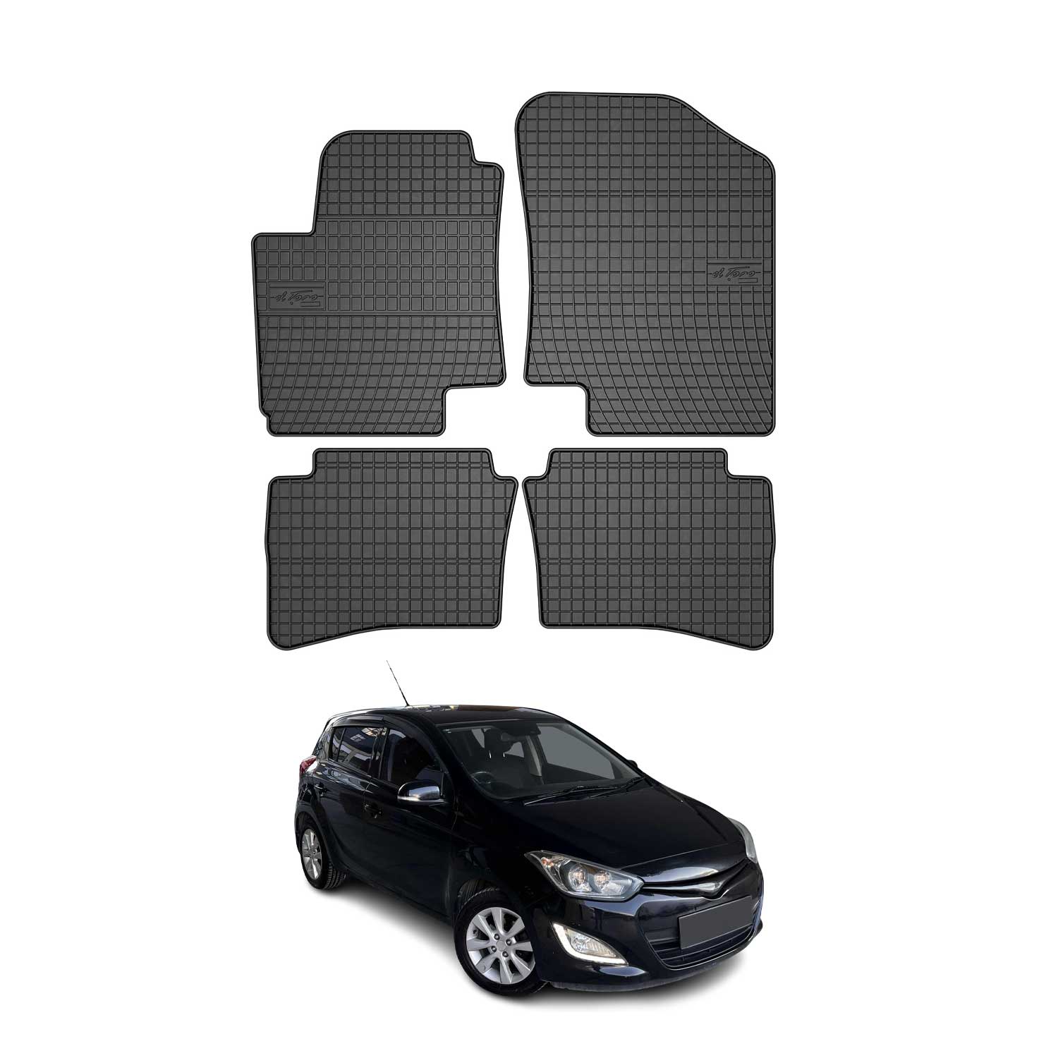 OMAC Gummi Fußmatten für Hyundai i20 2008-2014 Automatten Gummi Schwarz 4tlg