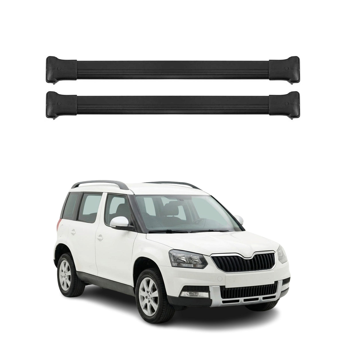 Dachträger Grundtäger für Skoda Yeti 2009-2017 75kg Aluminium Schwarz 2 tlg