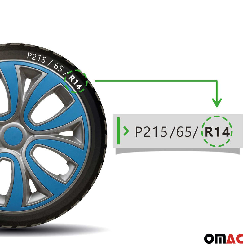 4x Radblenden Radkappen Radzierblenden 14" Zoll Grau Blau Glänzend
