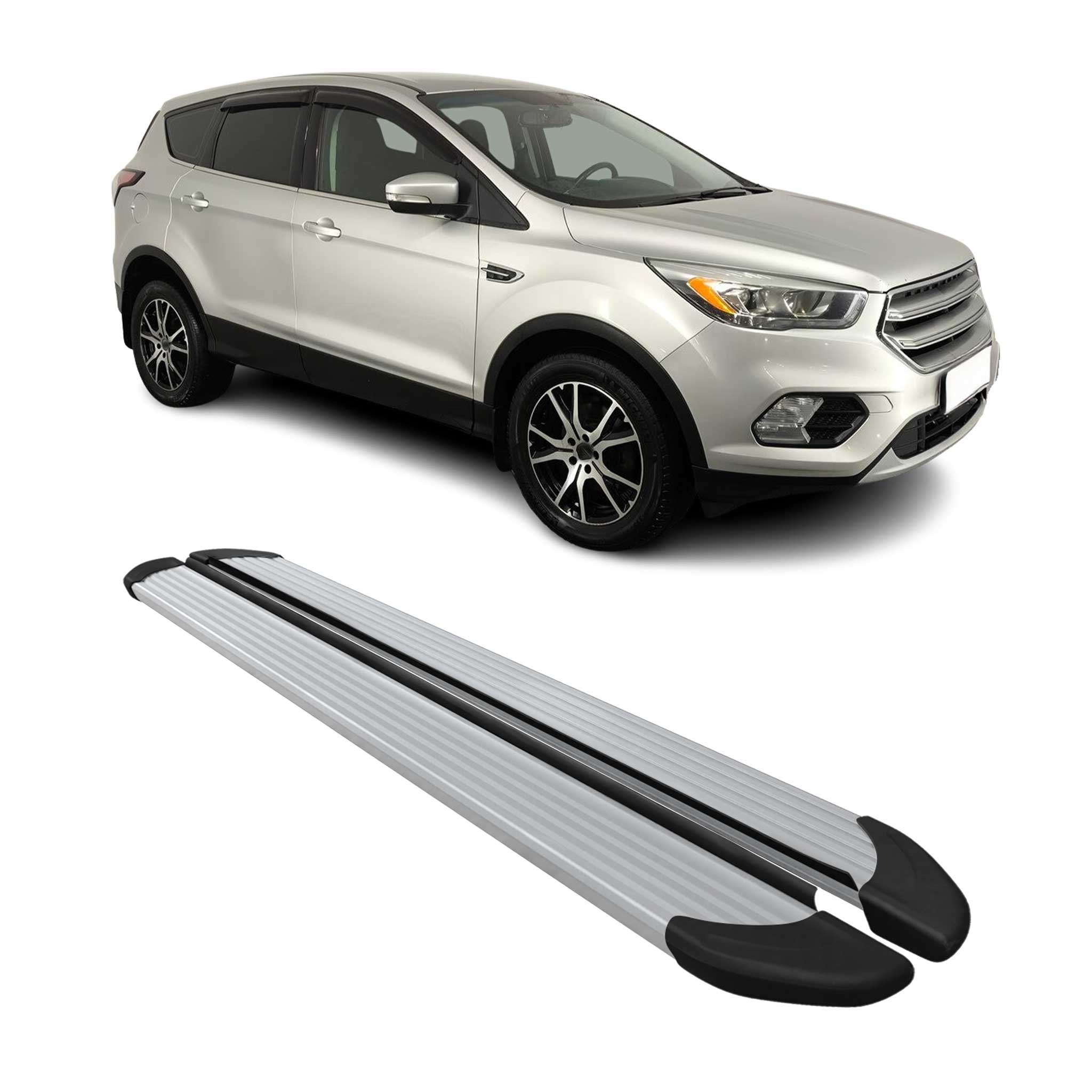 Trittbretter Seitenschweller für Ford Kuga II ST-Line 2016-2019 Alu Silber 2 tlg