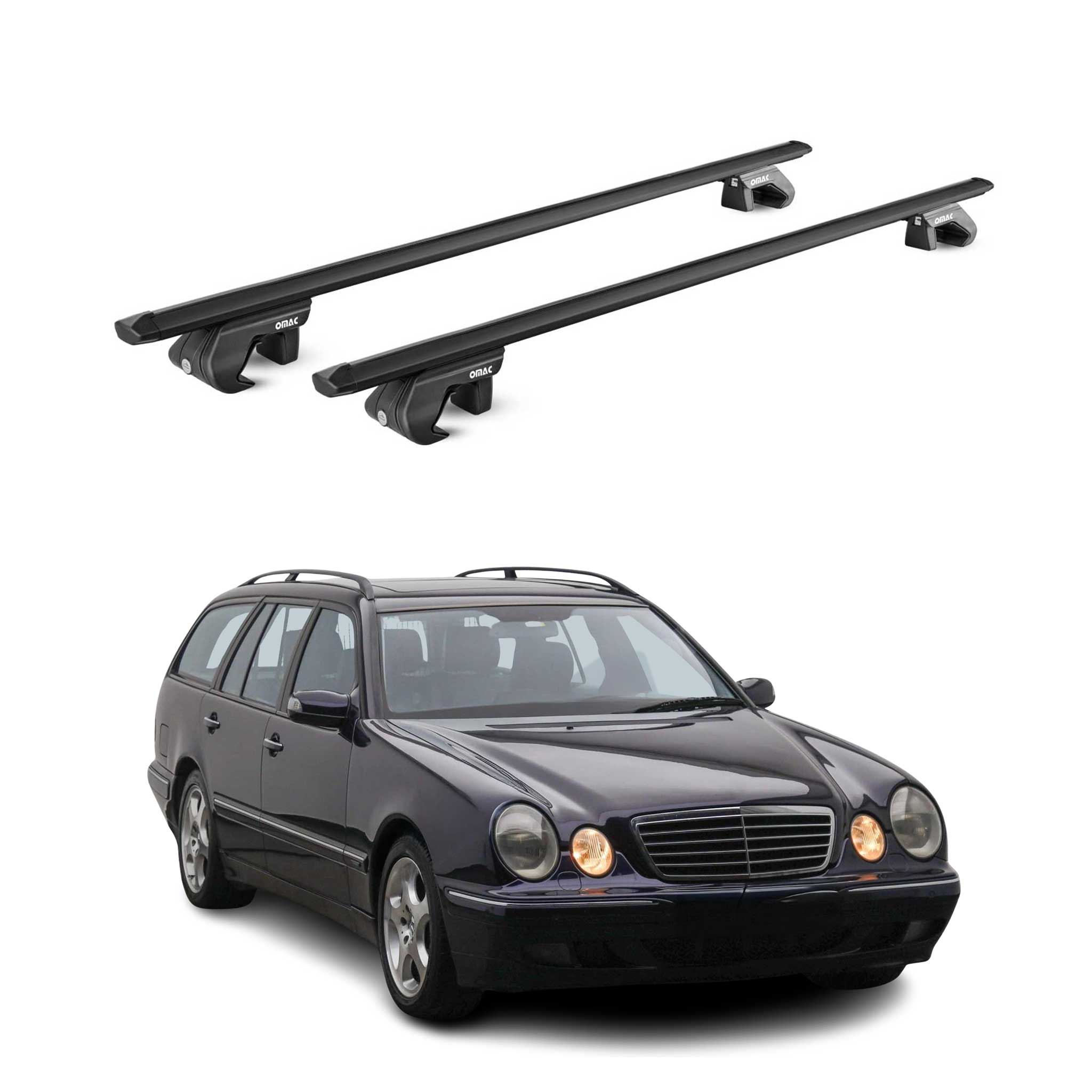 Dachträger für Mercedes E Klasse S210 S211 T-Modell 1996-2009 90kg Schwarz 2x