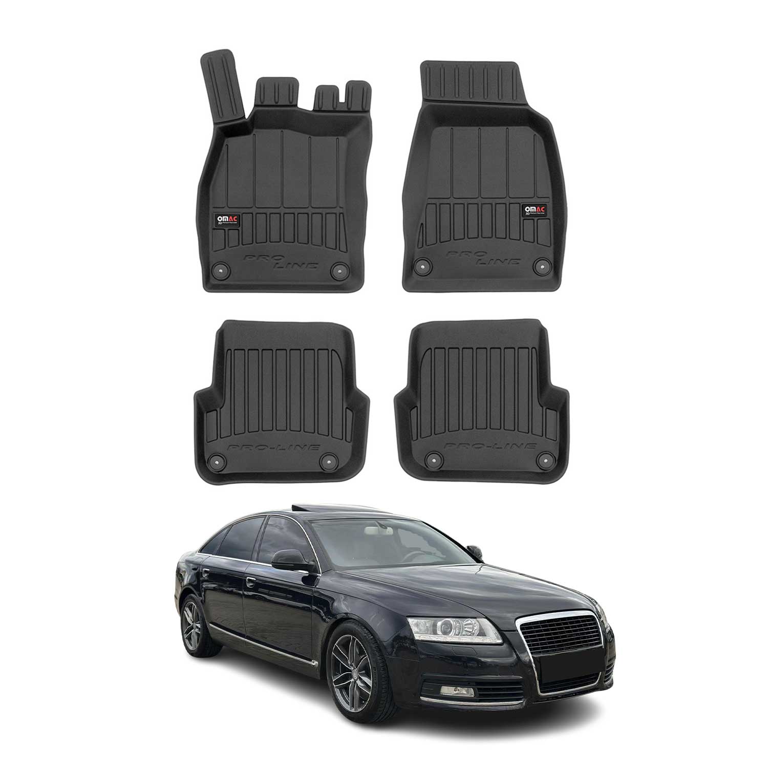 OMAC Gummi Fußmatten für Audi A6 Limo Allroad Avant 2008-2011 FL Premium TPE 4x
