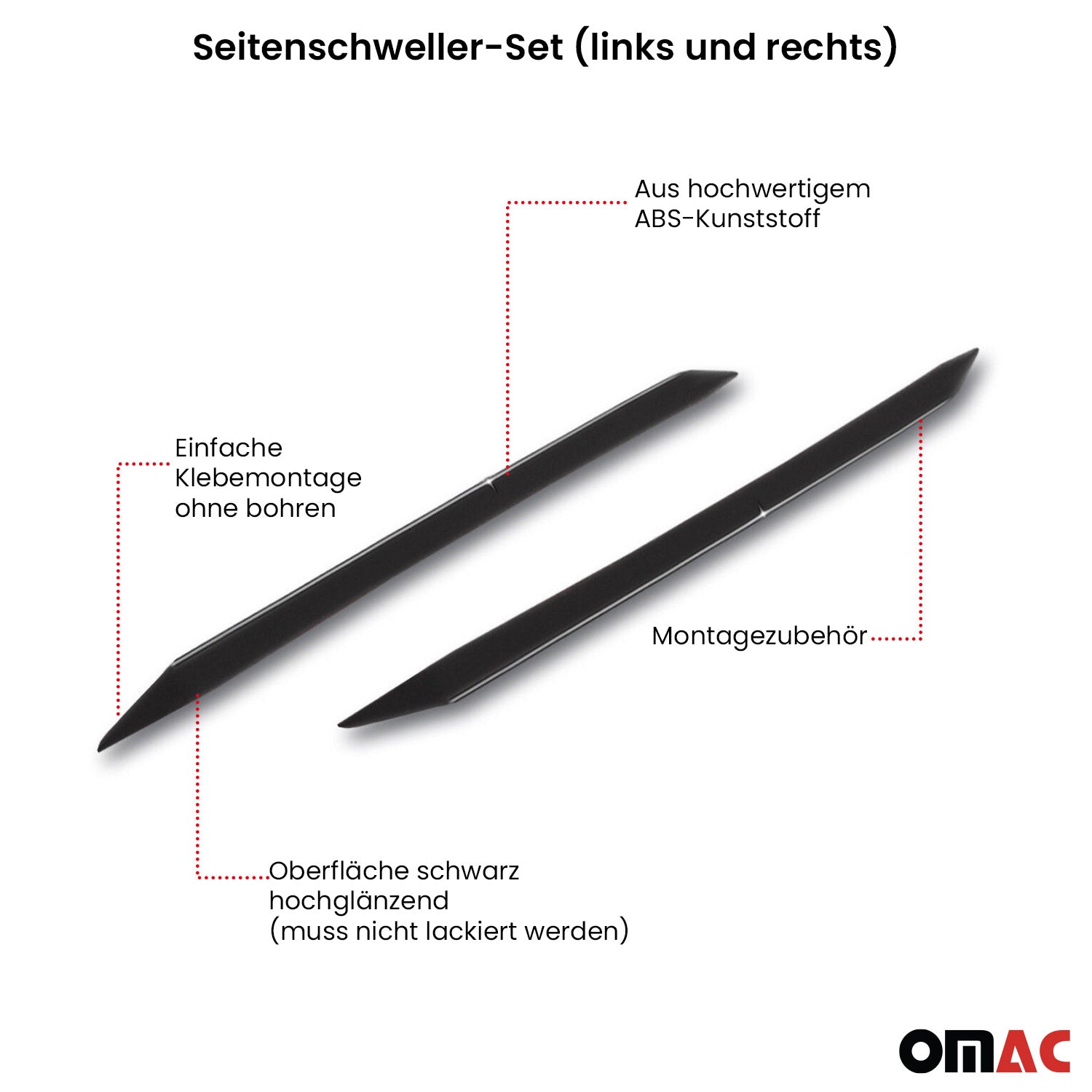 RDX Seitenschweller für Opel Crossland 2017-2023 ABS Schwarz glänzend