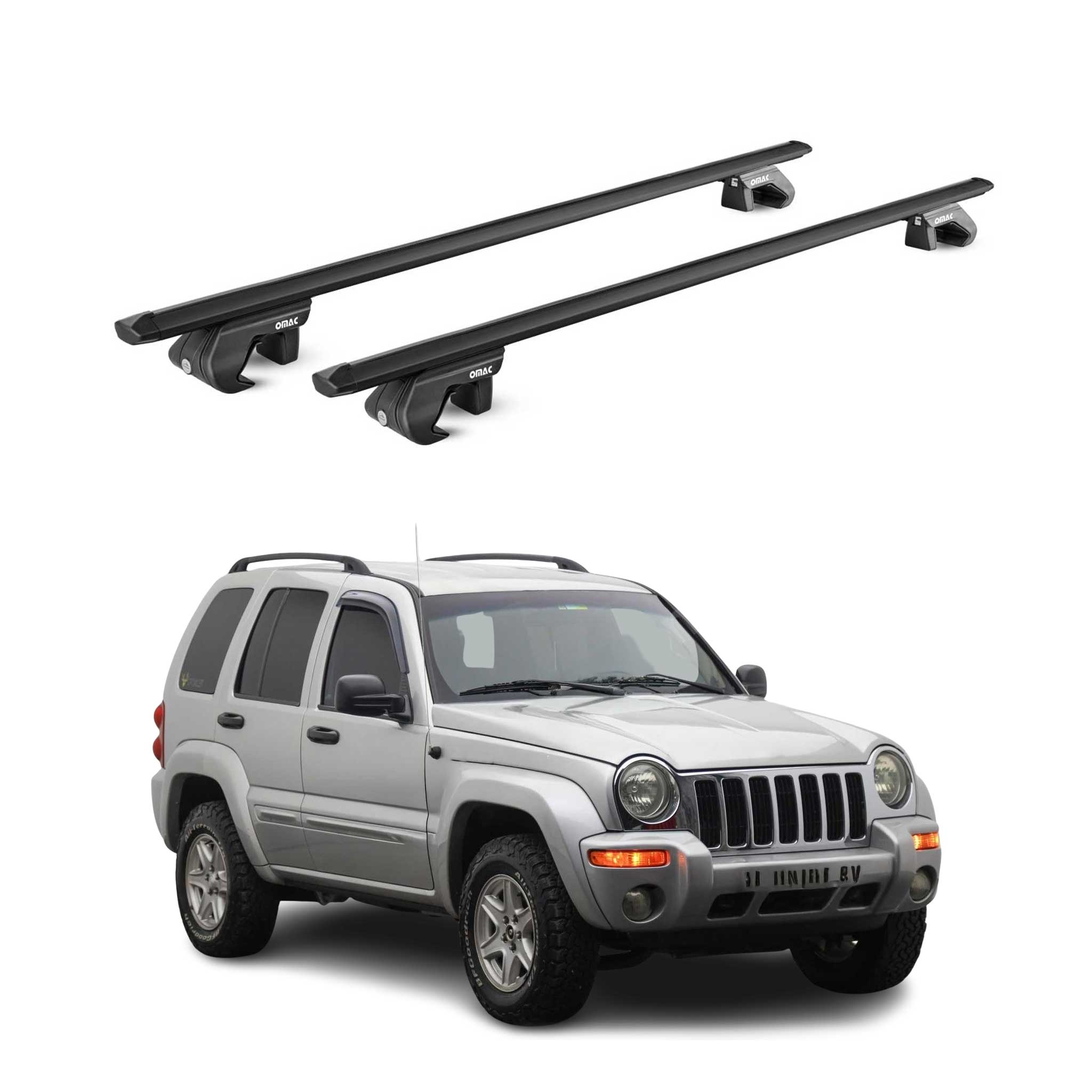 Dachträger für Jeep Cherokee KJ KK 2002-2013 5 tür 90kg Alu Schwarz 2x ABE