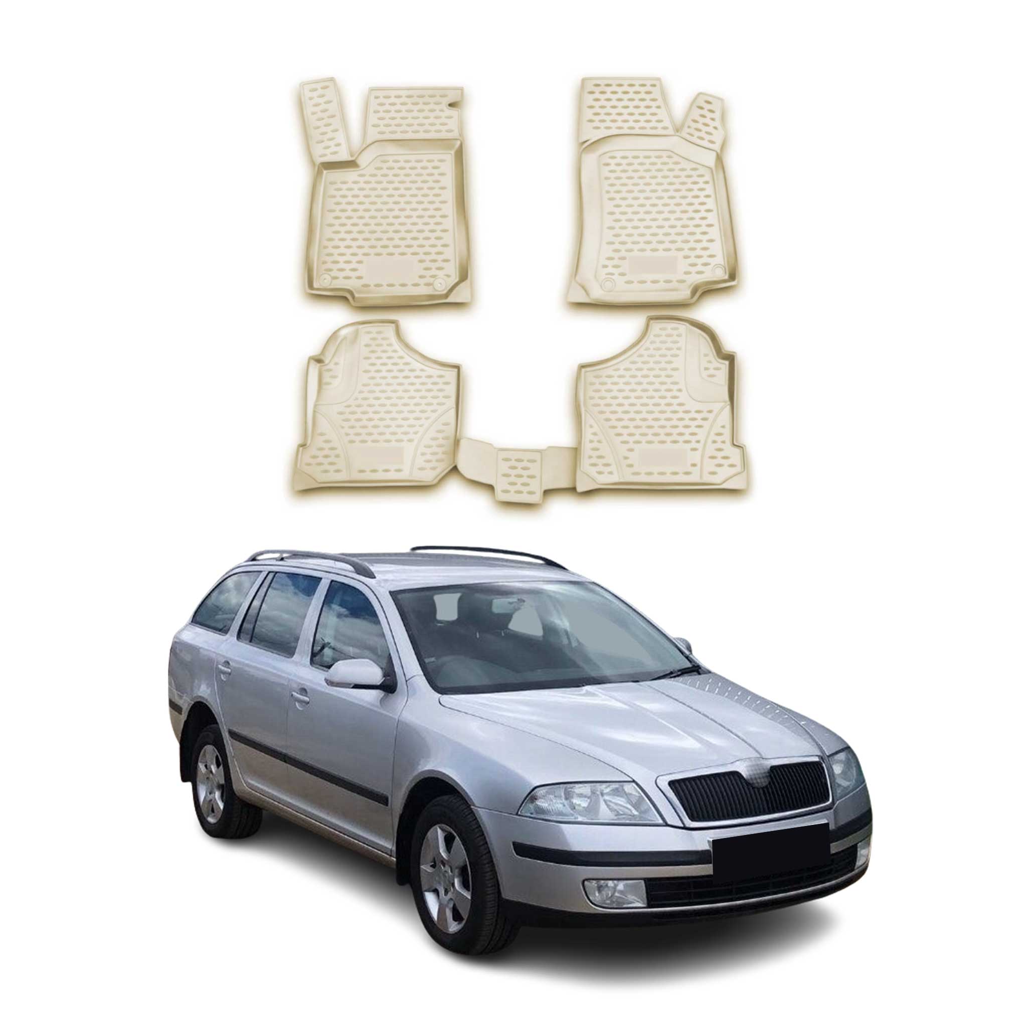 OMAC Fußmatten Automatten für Skoda Octavia Tour 2005-2010 Gummi Beige 4 tlg