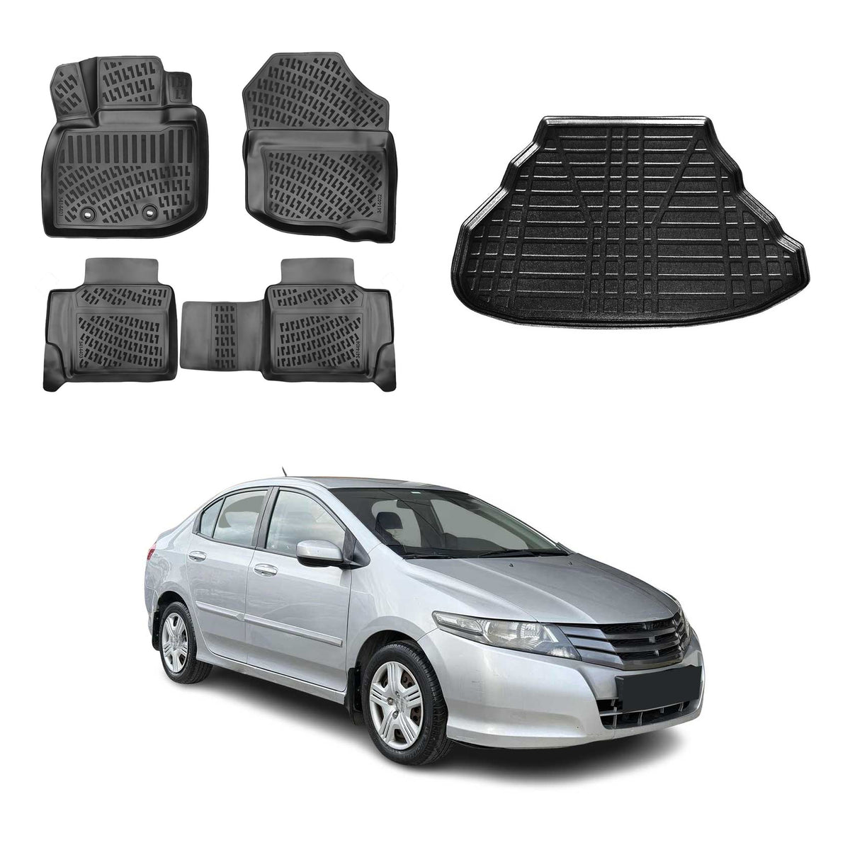 OMAC Fußmatten & Kofferraumwanne Set für Honda City Stufenheck 2009-2014