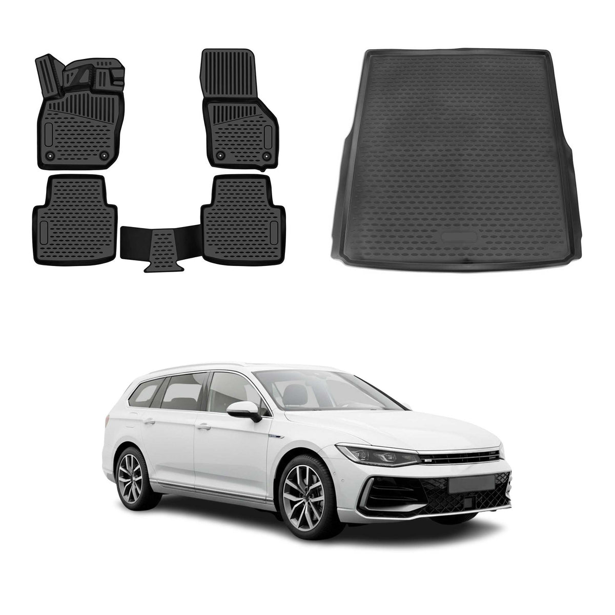 OMAC Fußmatten & Kofferraumwanne Set für VW Passat B8 Variant 2019-2023 Facelift